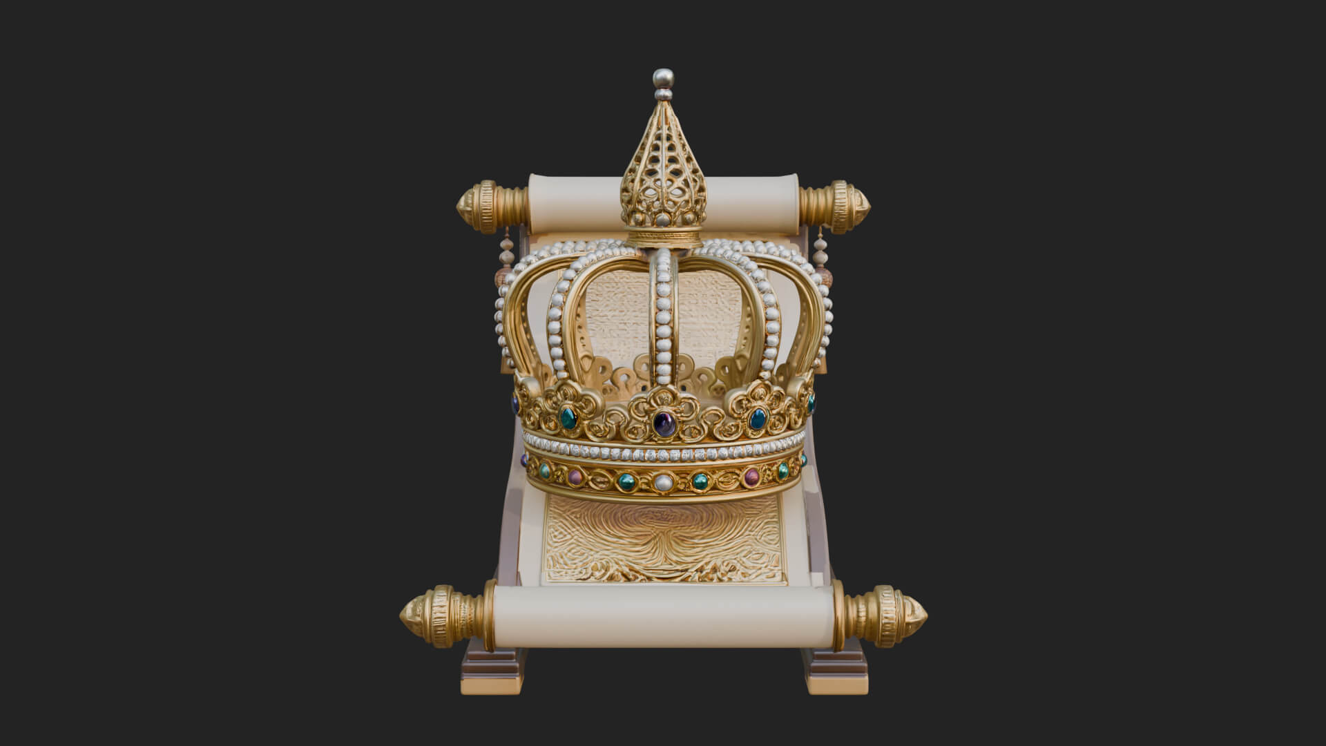 Crowned Scroll Holder Model Design 3 3D Print Model 3D Model