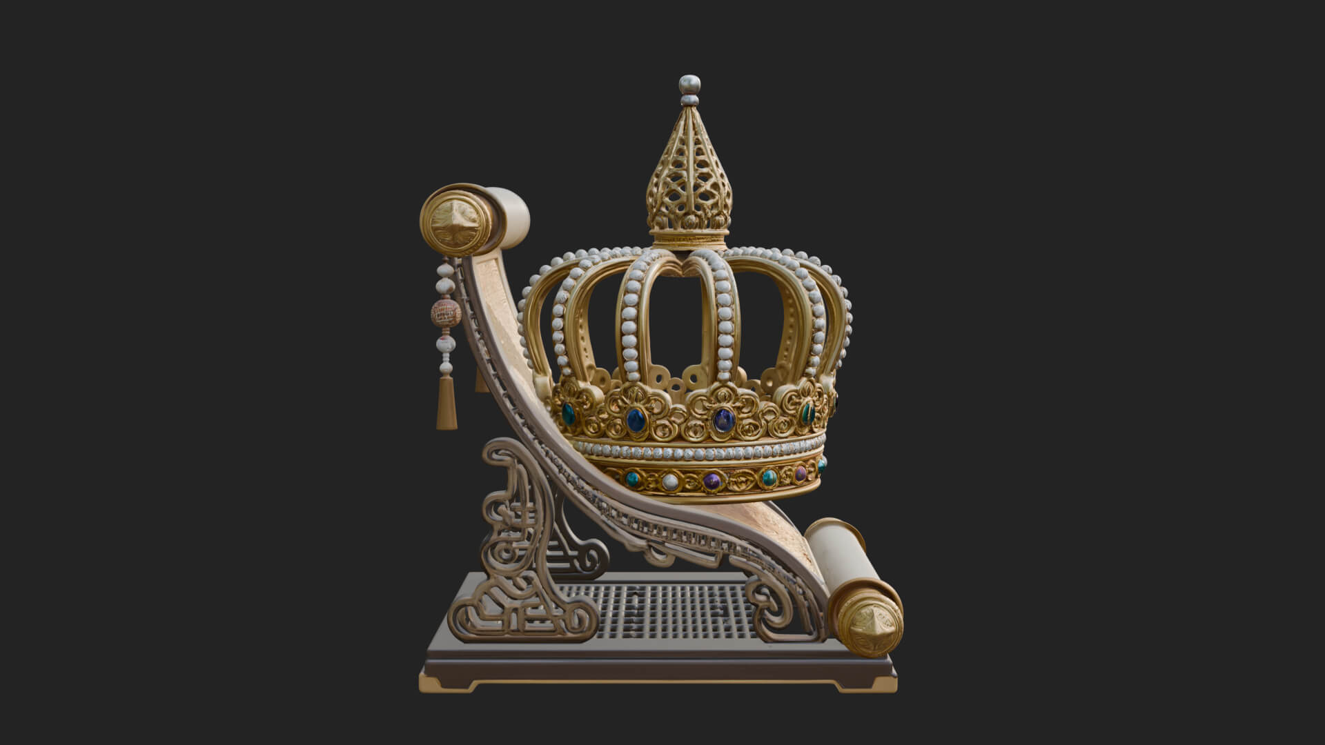 Crowned Scroll Holder Model Design 3 3D Print Model 3D Model