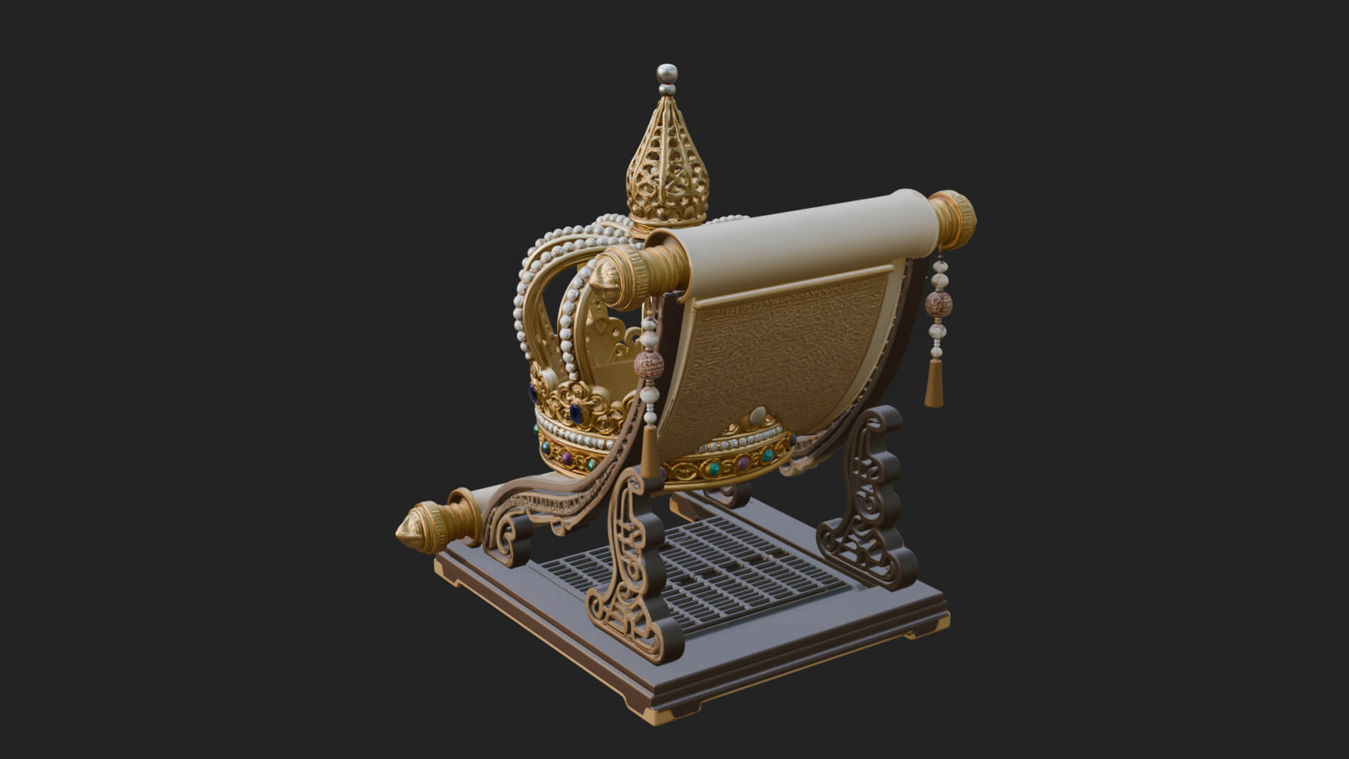 Crowned Scroll Holder Model Design 3 3D Print Model 3D Model
