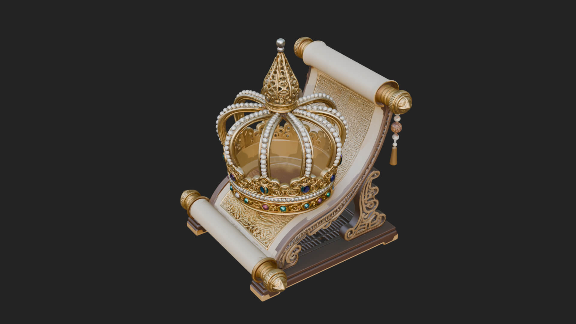 Crowned Scroll Holder Model Design 3 3D Print Model 3D Model