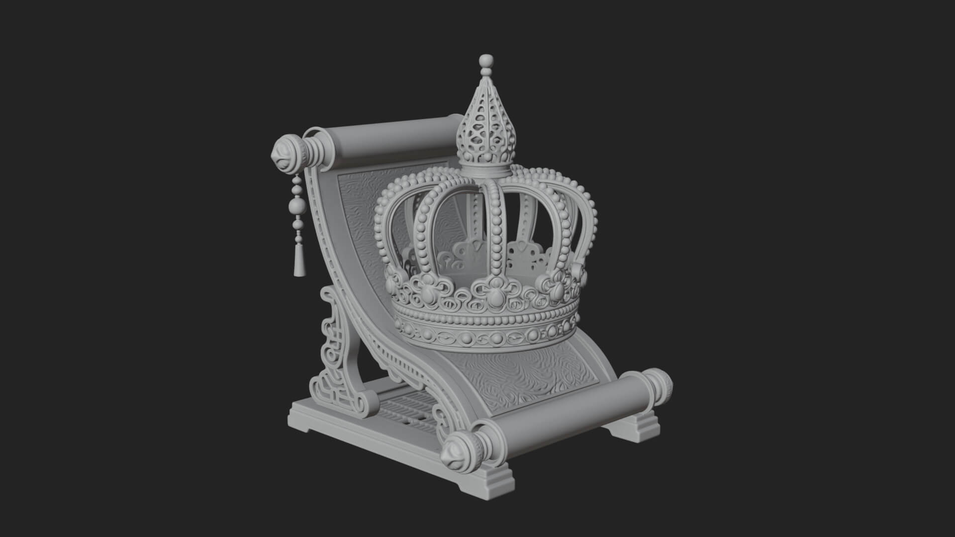 Crowned Scroll Holder Model Design 3 3D Print Model 3D Model