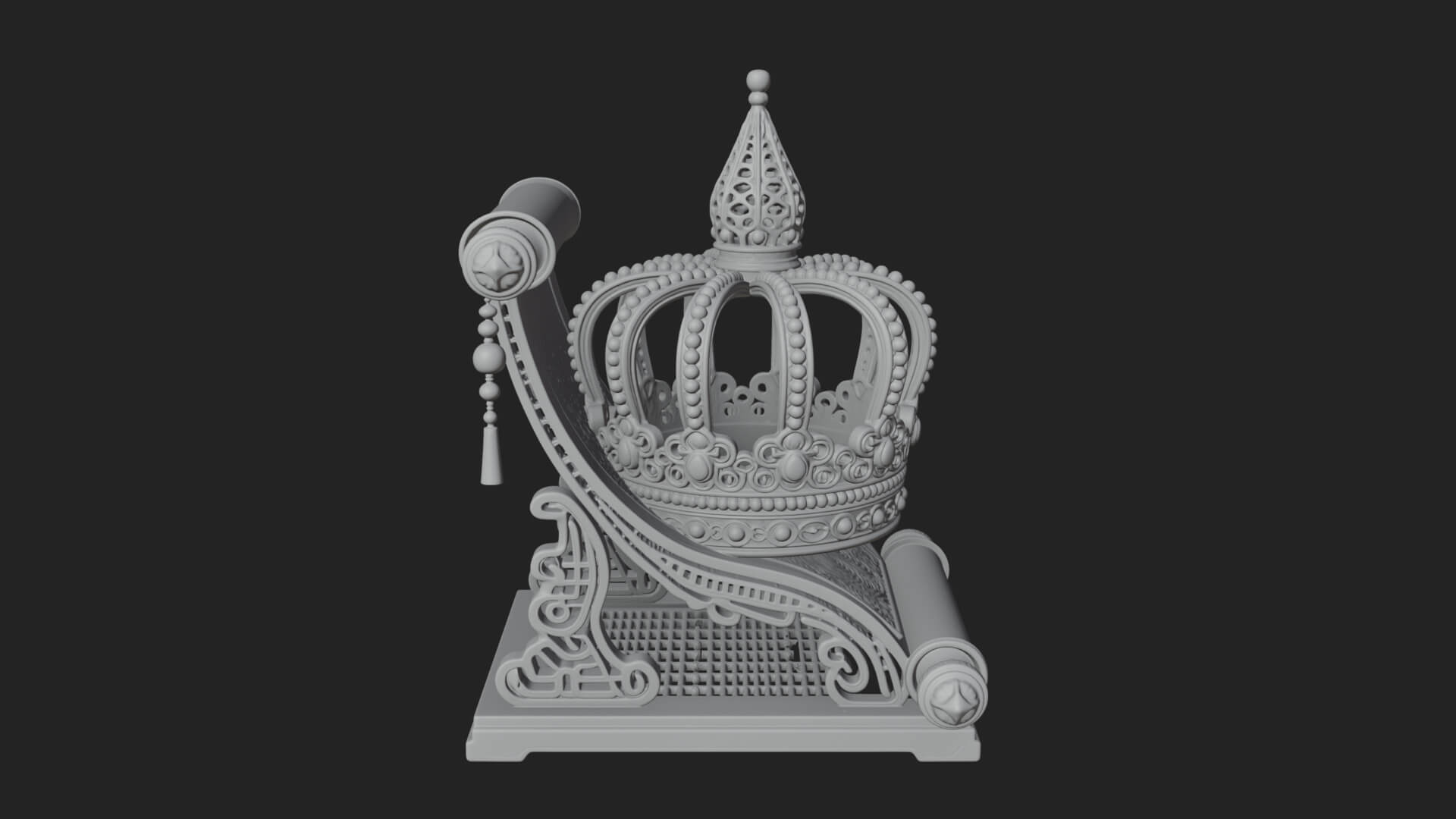 Crowned Scroll Holder Model Design 3 3D Print Model 3D Model