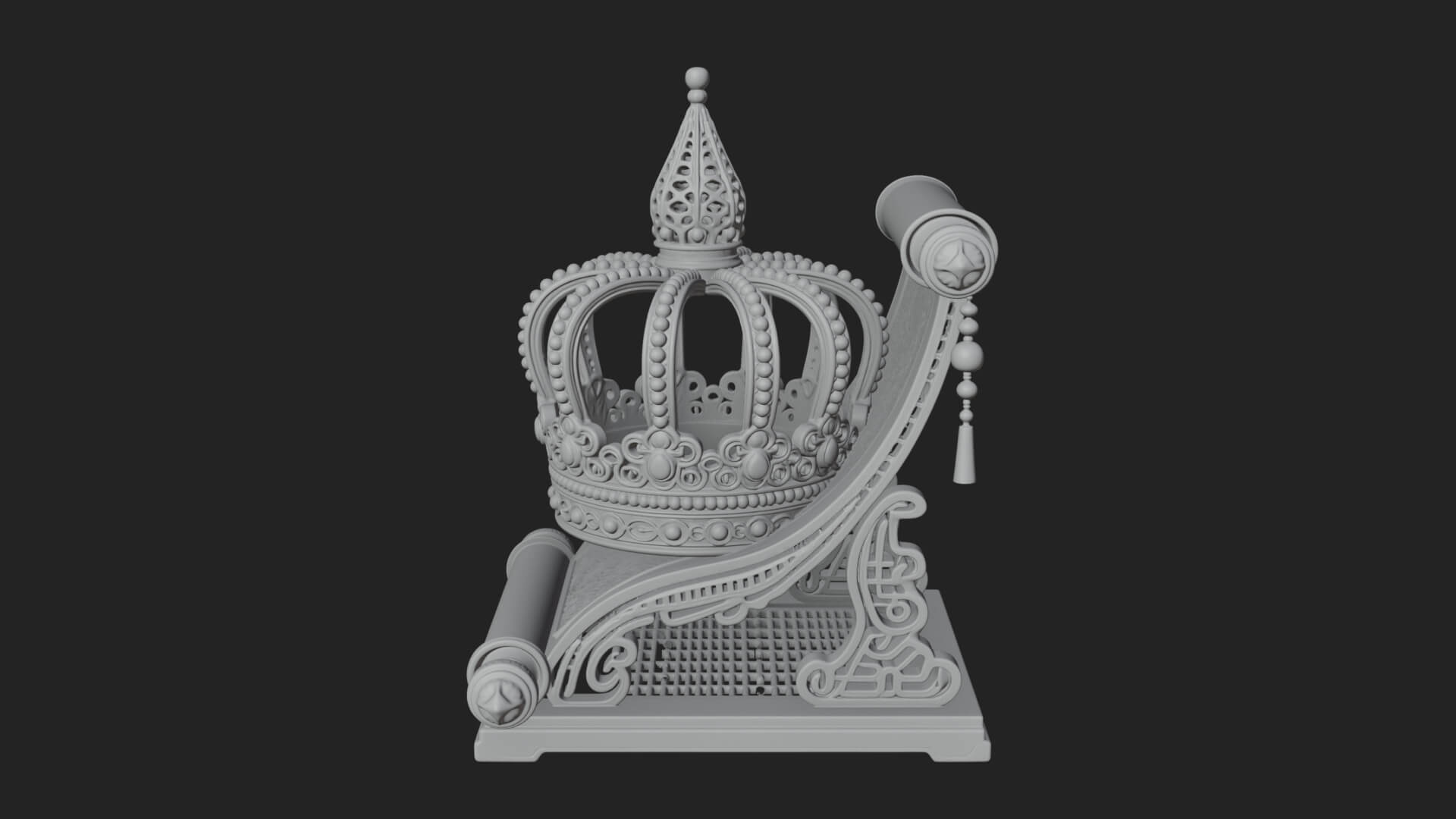 Crowned Scroll Holder Model Design 3 3D Print Model 3D Model