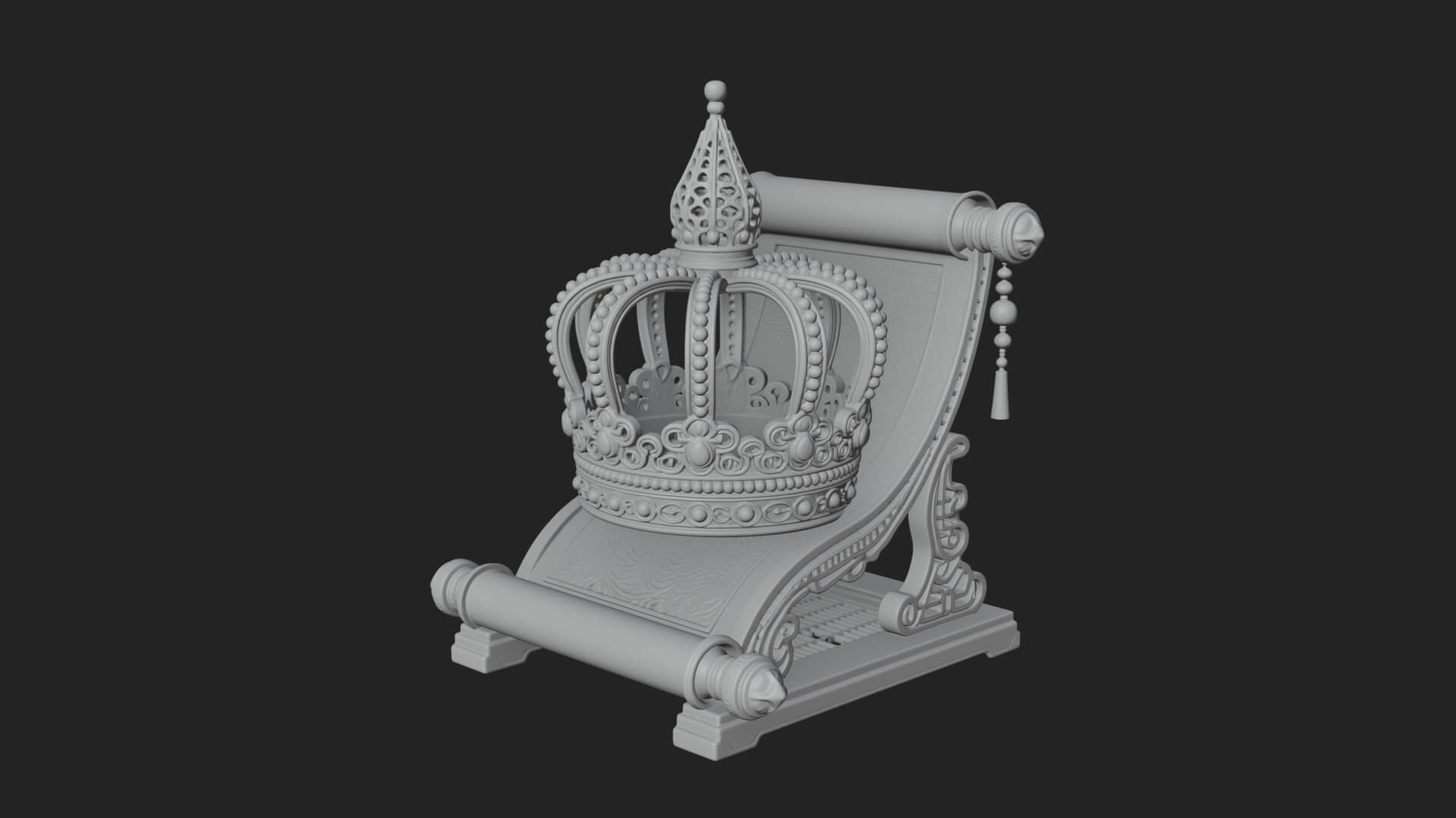Crowned Scroll Holder Model Design 3 3D Print Model 3D Model