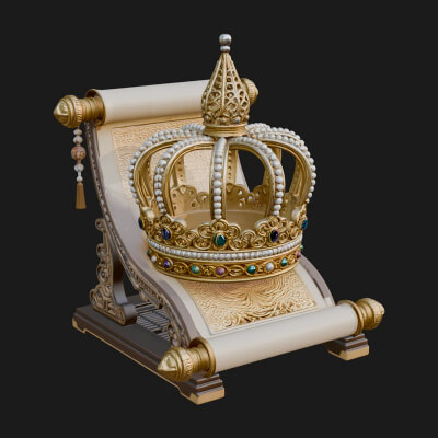 Crowned Scroll Holder Model Design 3 3D Print Model