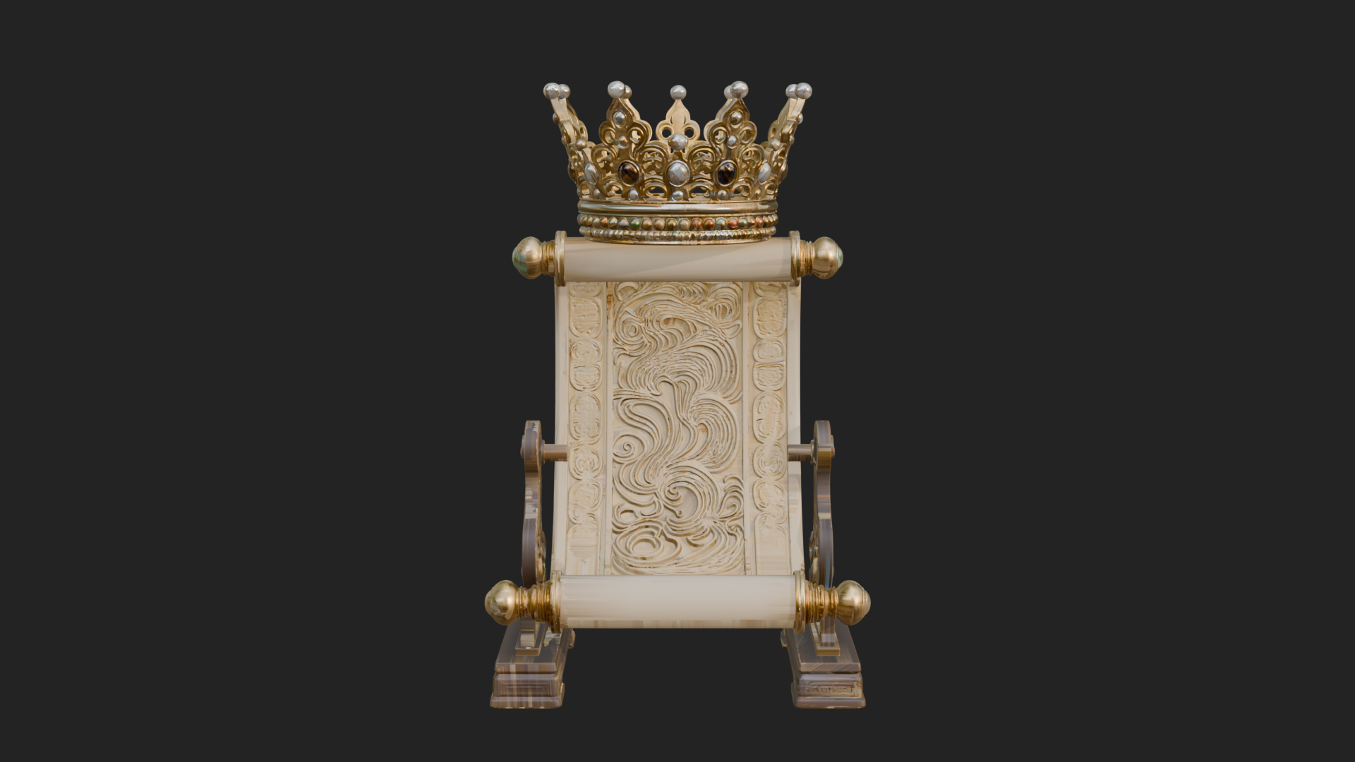 Crowned Scroll Holder Model Design 4 3D Print Model 3D Model