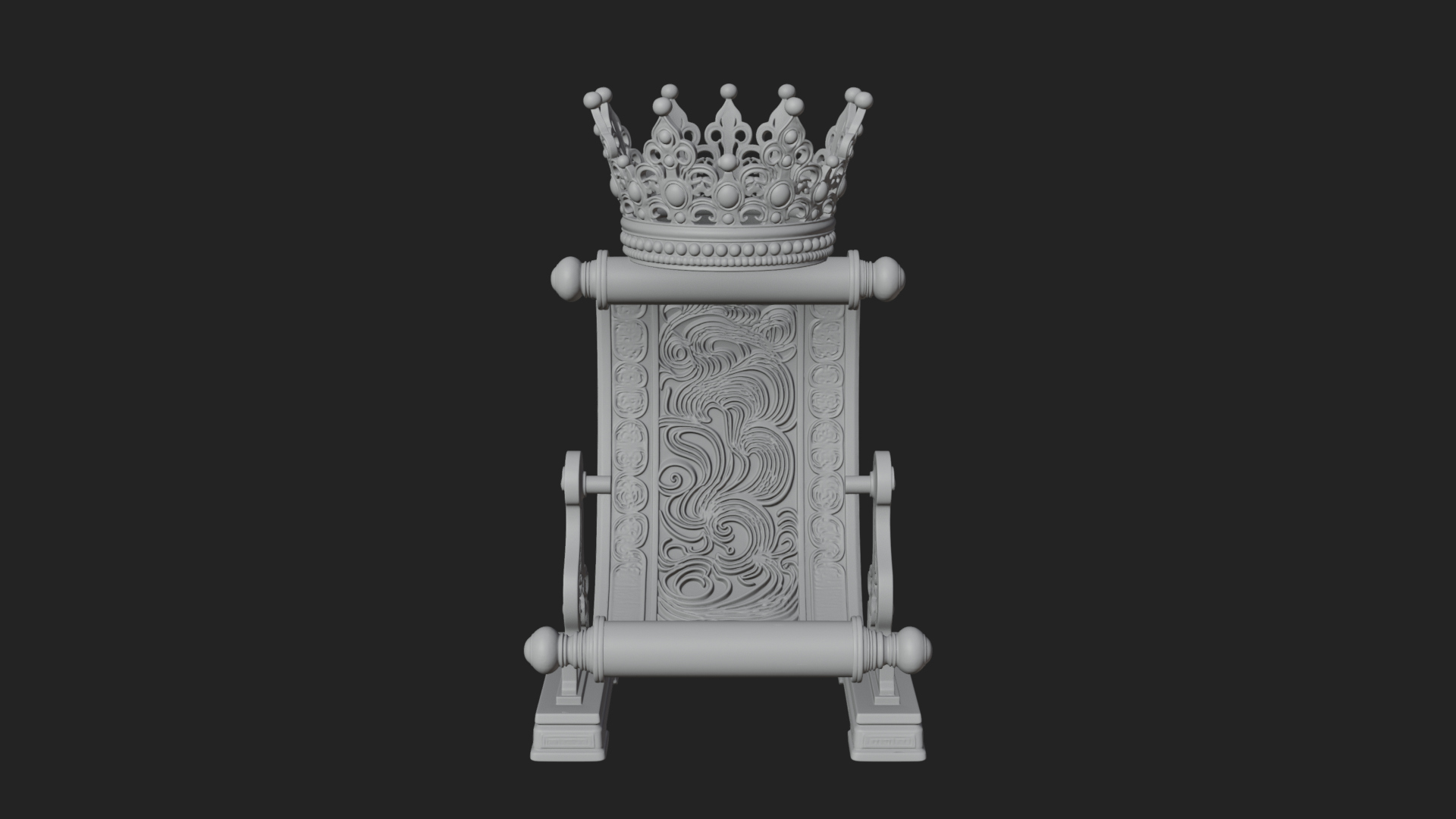 Crowned Scroll Holder Model Design 4 3D Print Model 3D Model