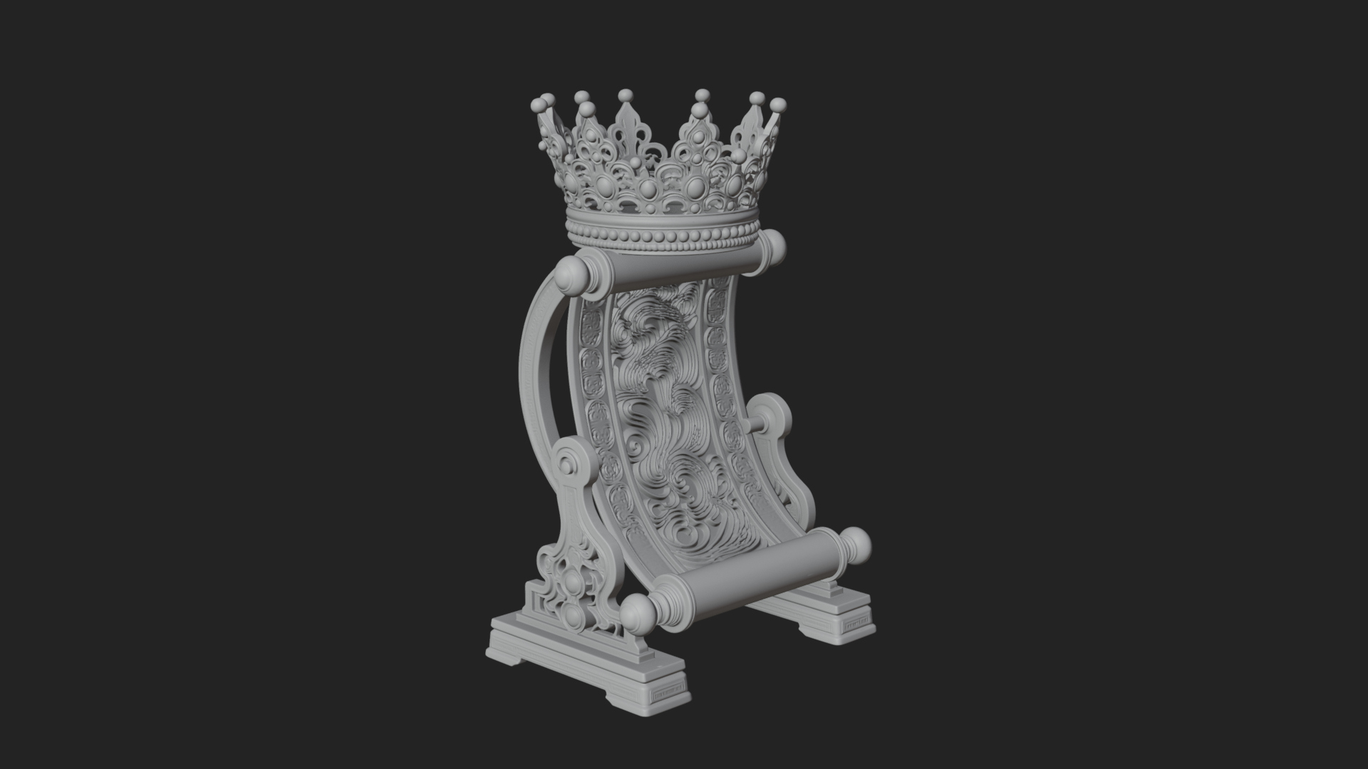 Crowned Scroll Holder Model Design 4 3D Print Model 3D Model