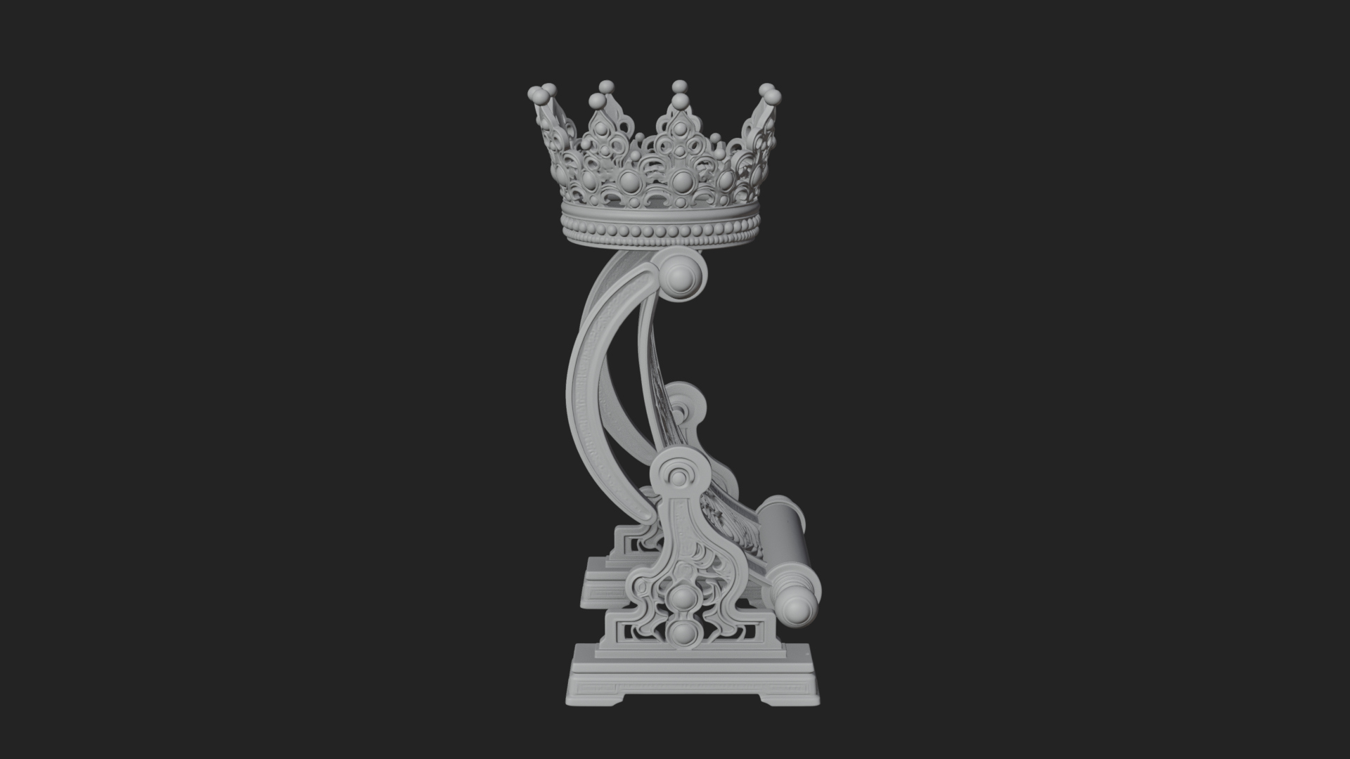 Crowned Scroll Holder Model Design 4 3D Print Model 3D Model