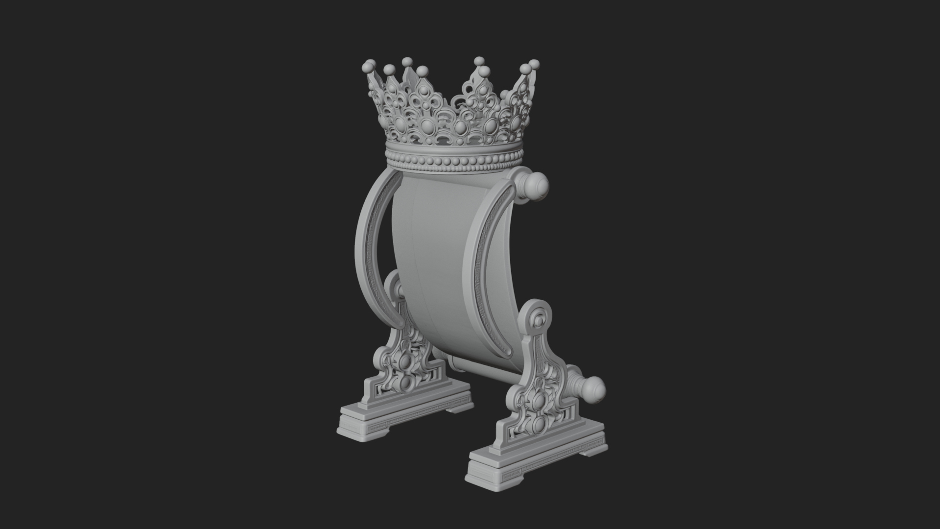 Crowned Scroll Holder Model Design 4 3D Print Model 3D Model
