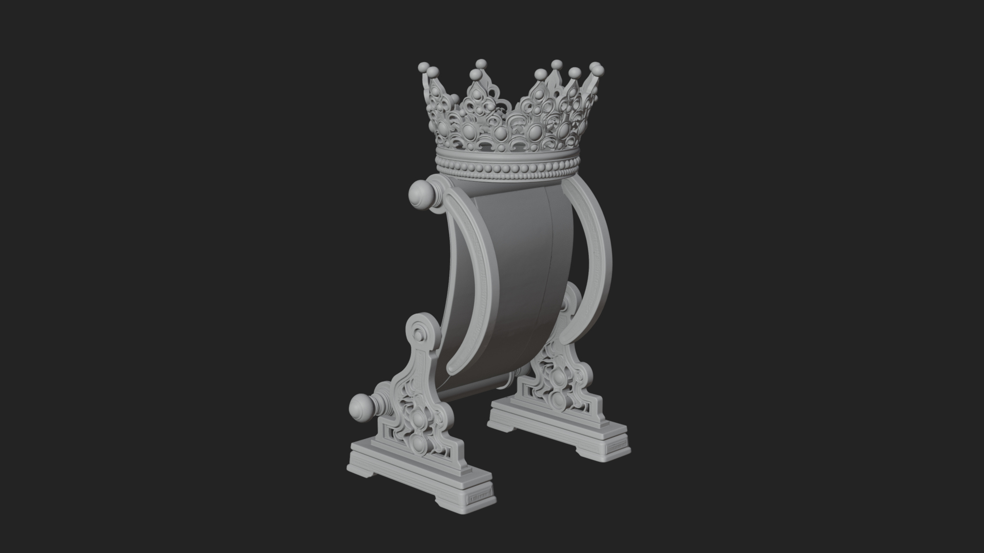 Crowned Scroll Holder Model Design 4 3D Print Model 3D Model