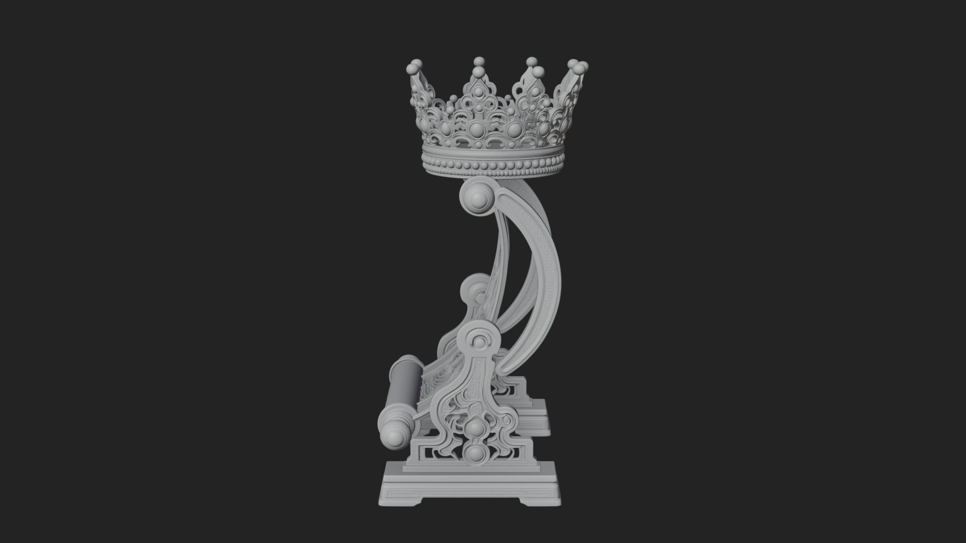 Crowned Scroll Holder Model Design 4 3D Print Model 3D Model