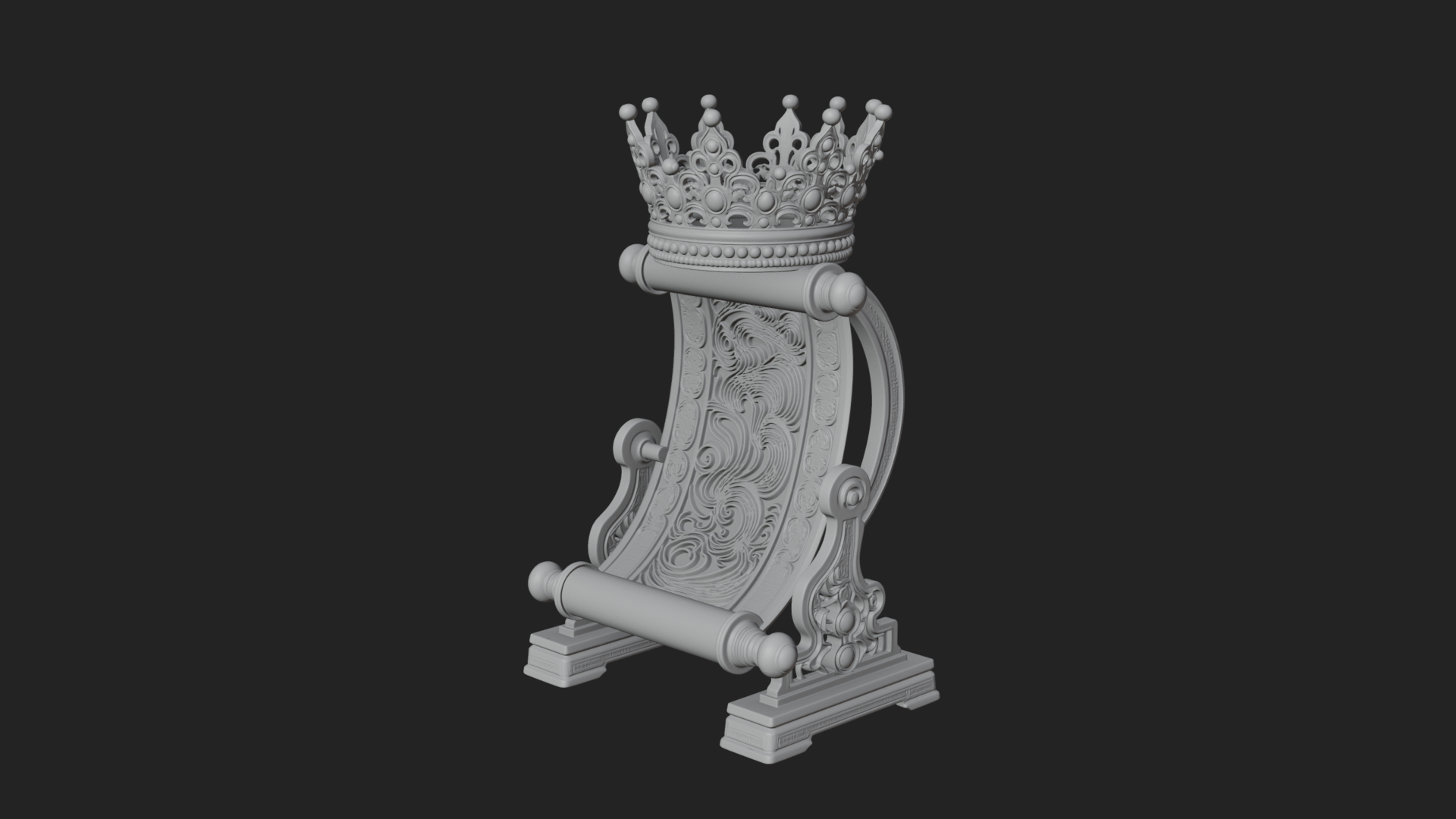 Crowned Scroll Holder Model Design 4 3D Print Model 3D Model