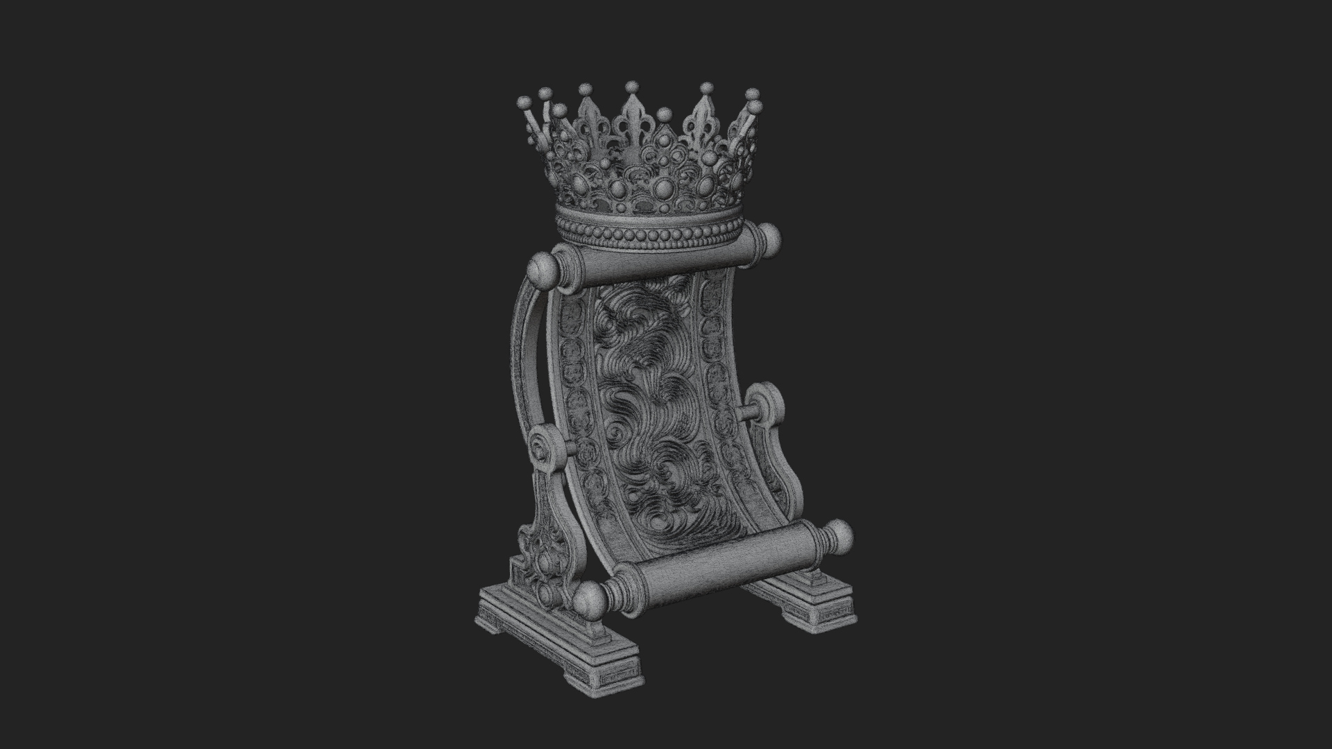 Crowned Scroll Holder Model Design 4 3D Print Model 3D Model