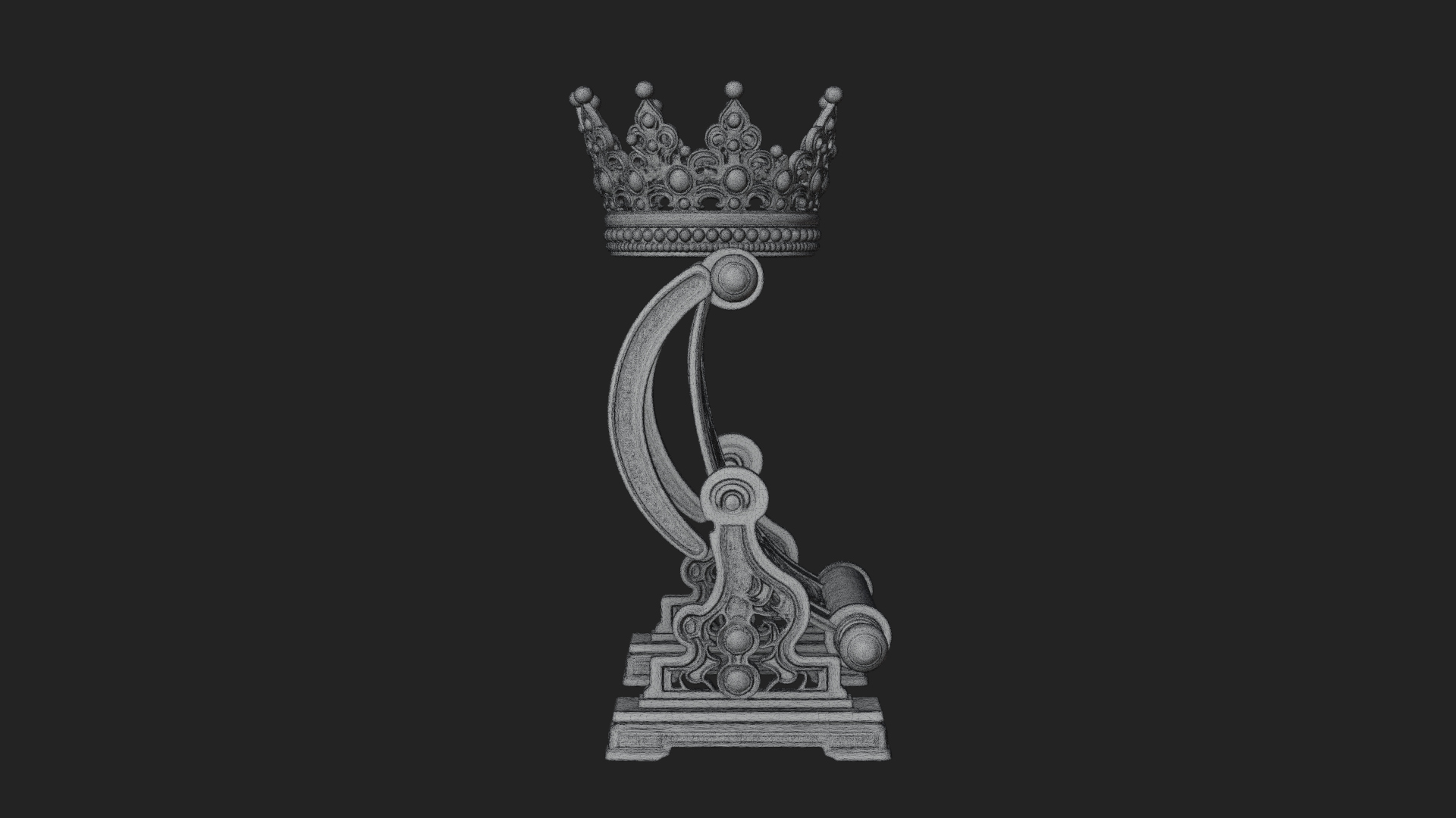 Crowned Scroll Holder Model Design 4 3D Print Model 3D Model