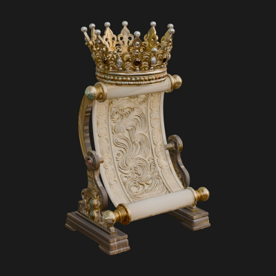 Crowned Scroll Holder Model Design 4 3D Print Model