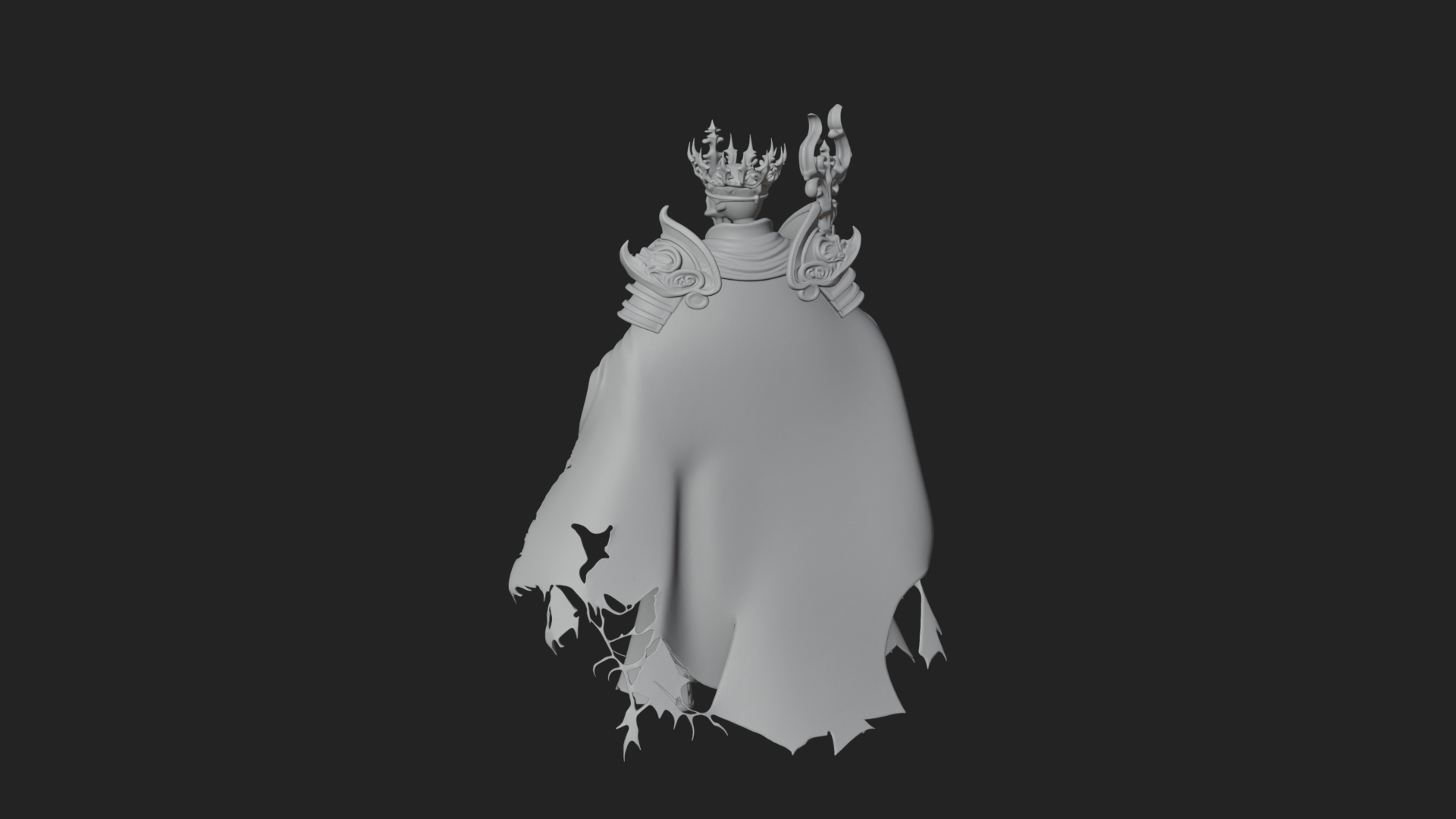 Crowned Skeleton King Statue Design 1 3D Print Model 3D Model