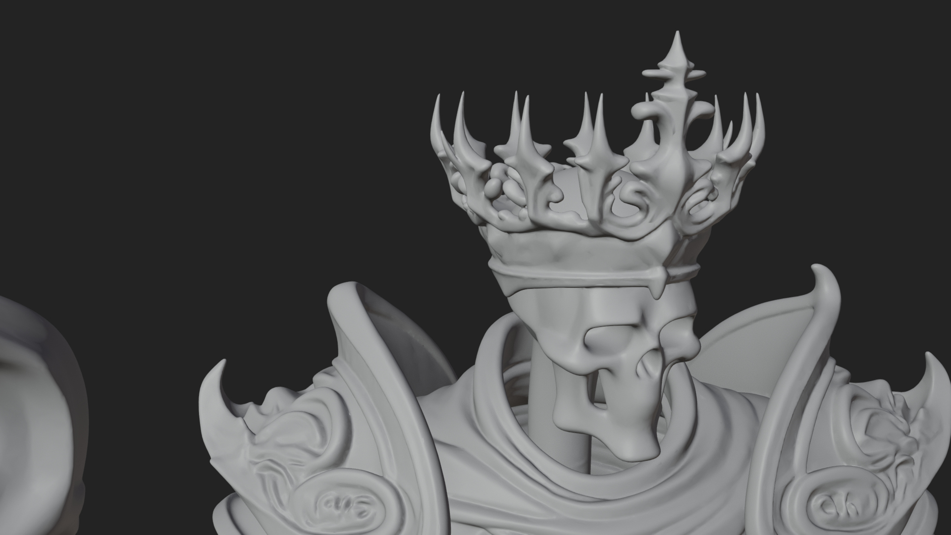 Crowned Skeleton King Statue Design 1 3D Print Model 3D Model