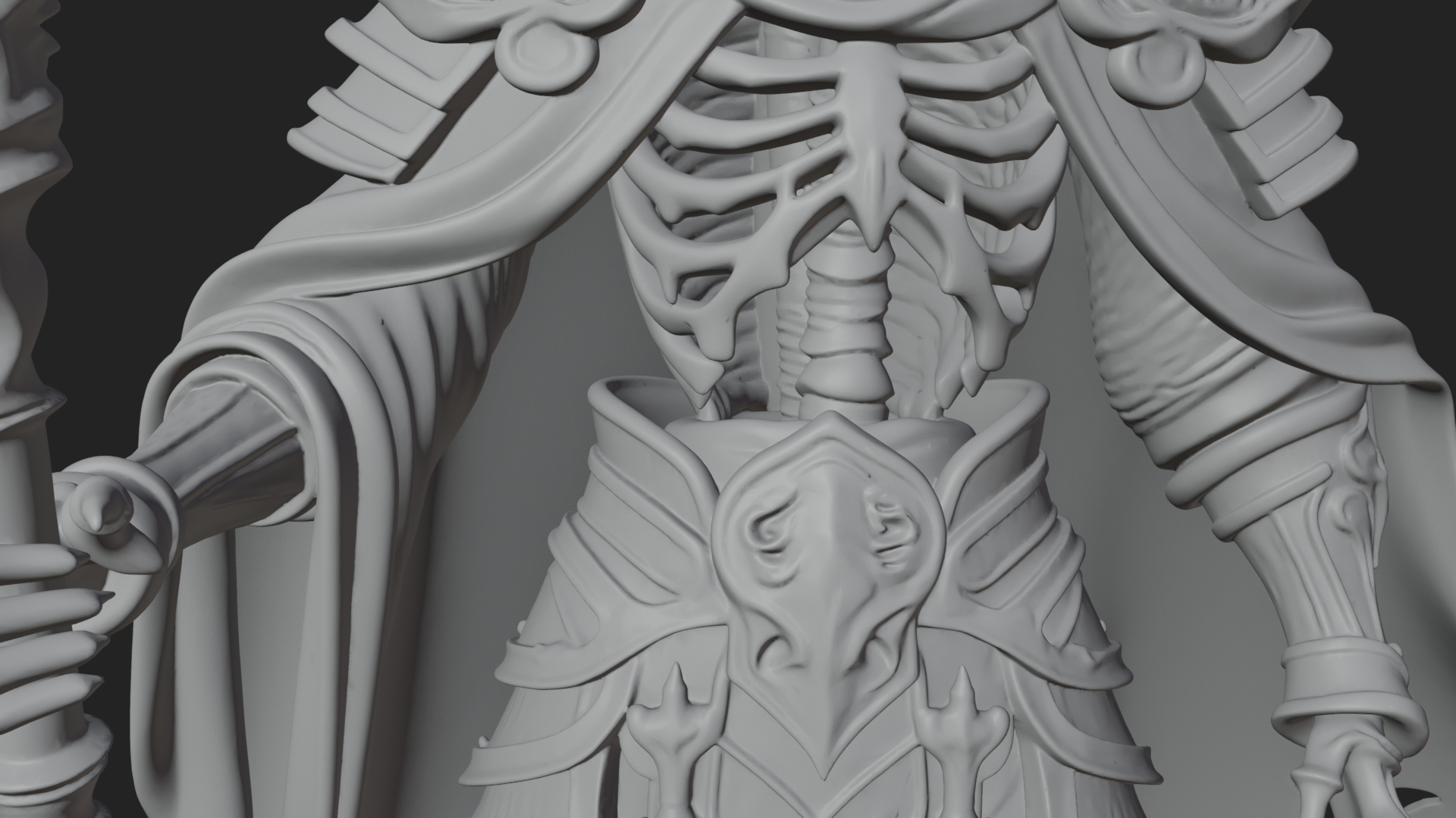 Crowned Skeleton King Statue Design 1 3D Print Model 3D Model