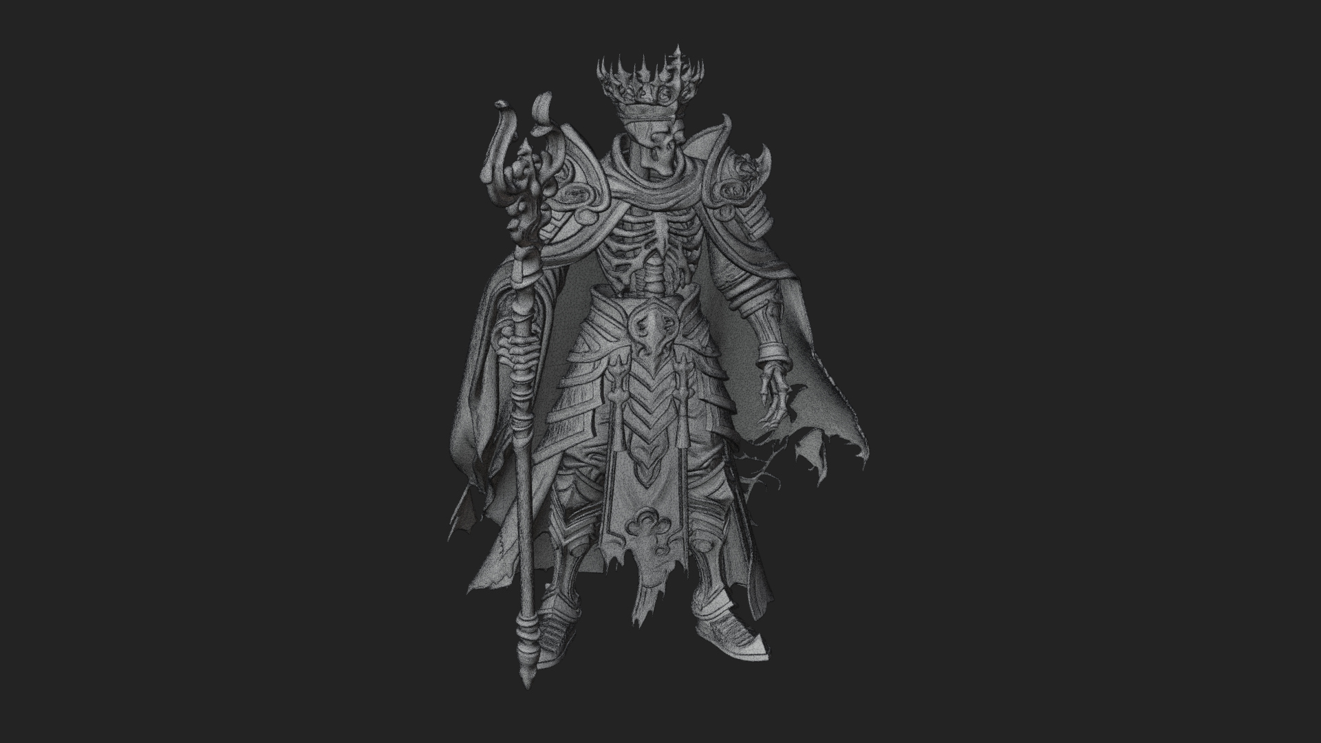 Crowned Skeleton King Statue Design 1 3D Print Model 3D Model