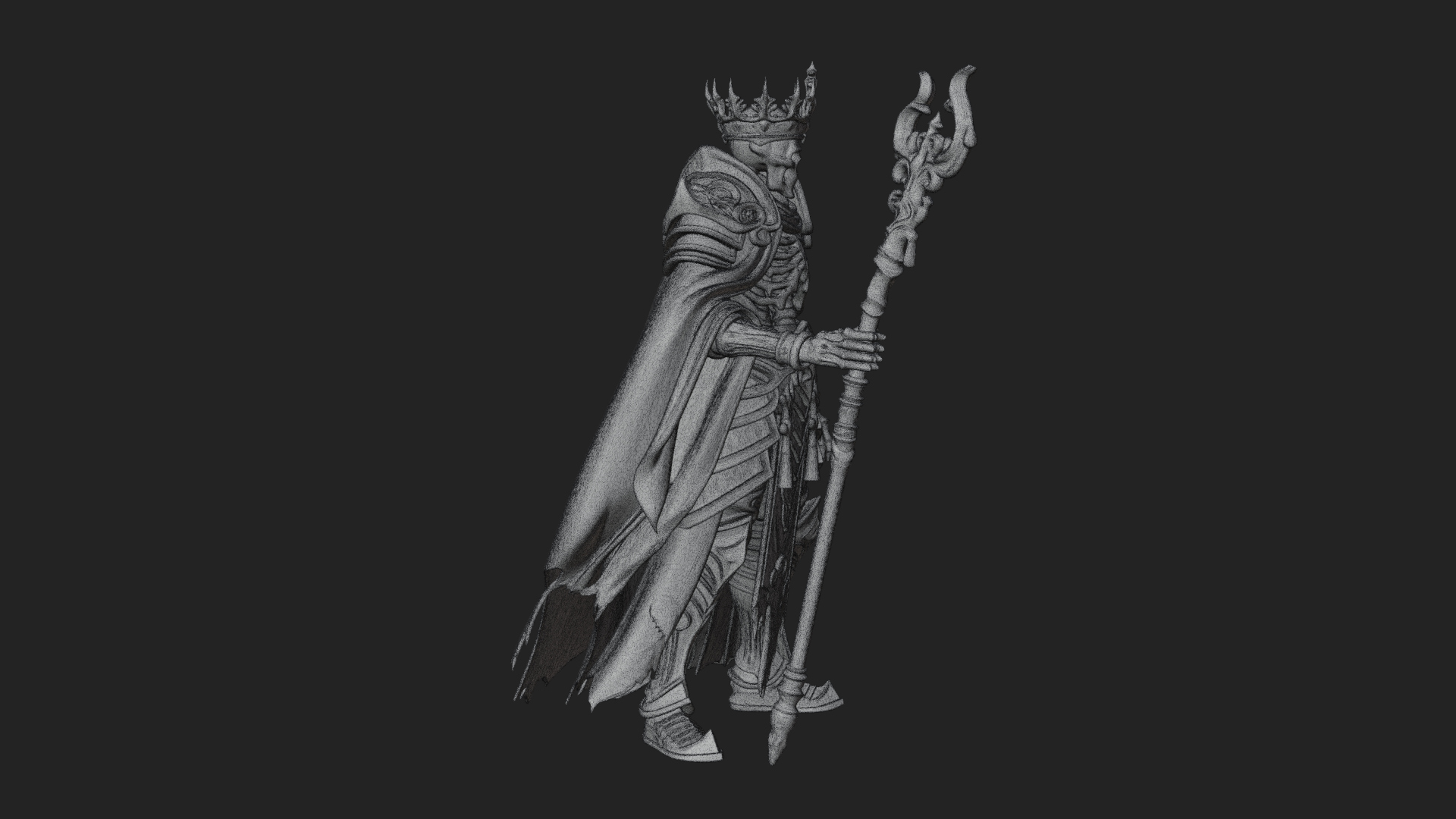 Crowned Skeleton King Statue Design 1 3D Print Model 3D Model