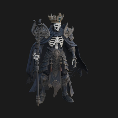 Crowned Skeleton King Statue Design 1 3D Print Model