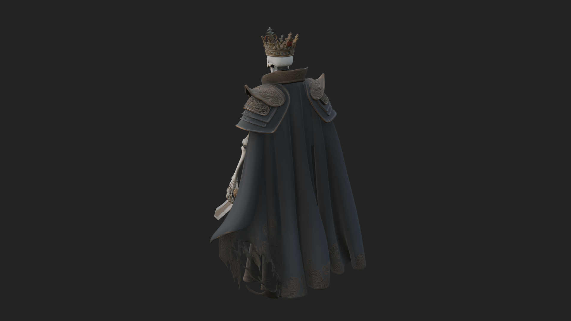 Crowned Skeleton King Statue Design 10 3D Print Model 3D Model