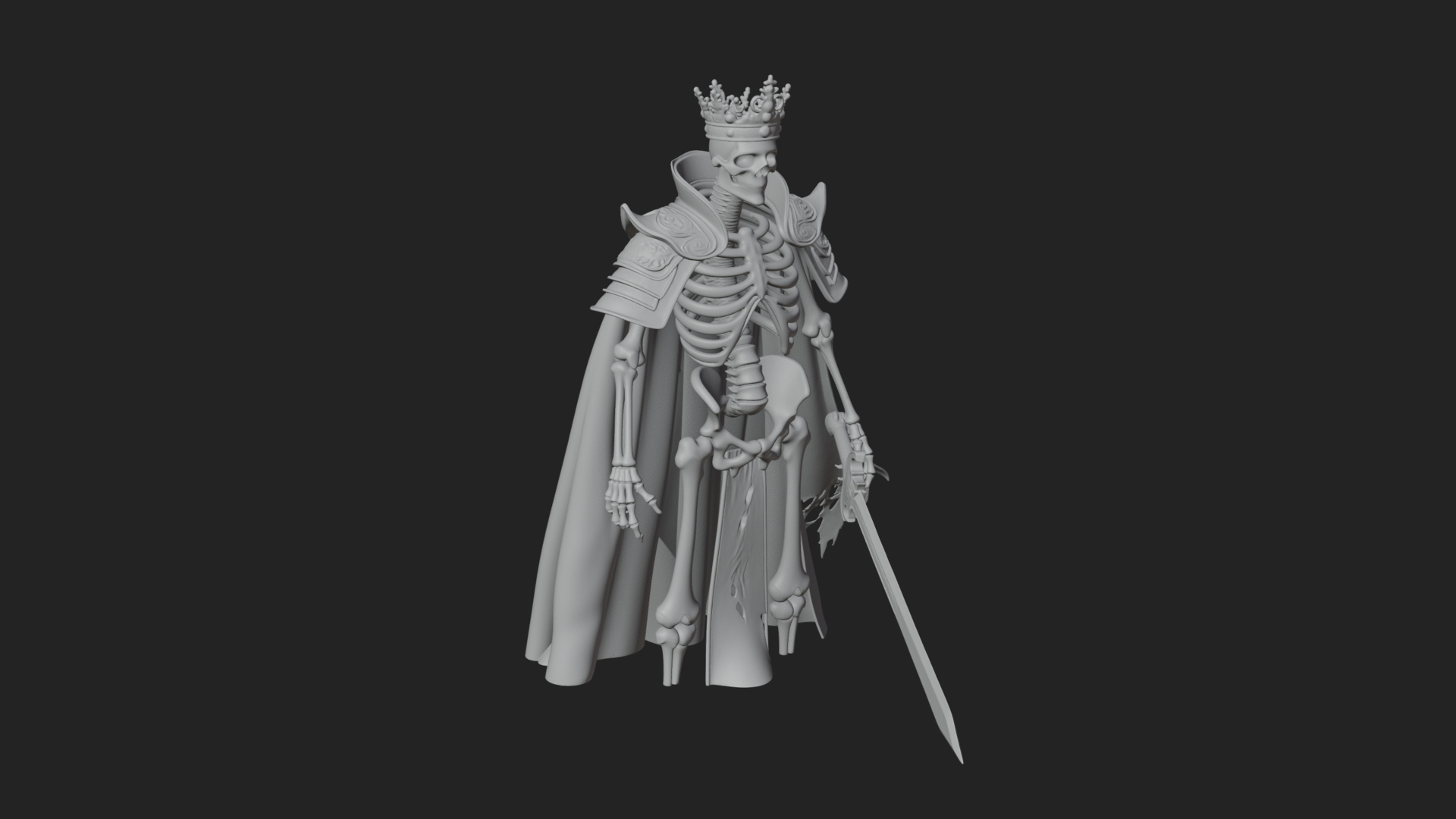 Crowned Skeleton King Statue Design 10 3D Print Model 3D Model