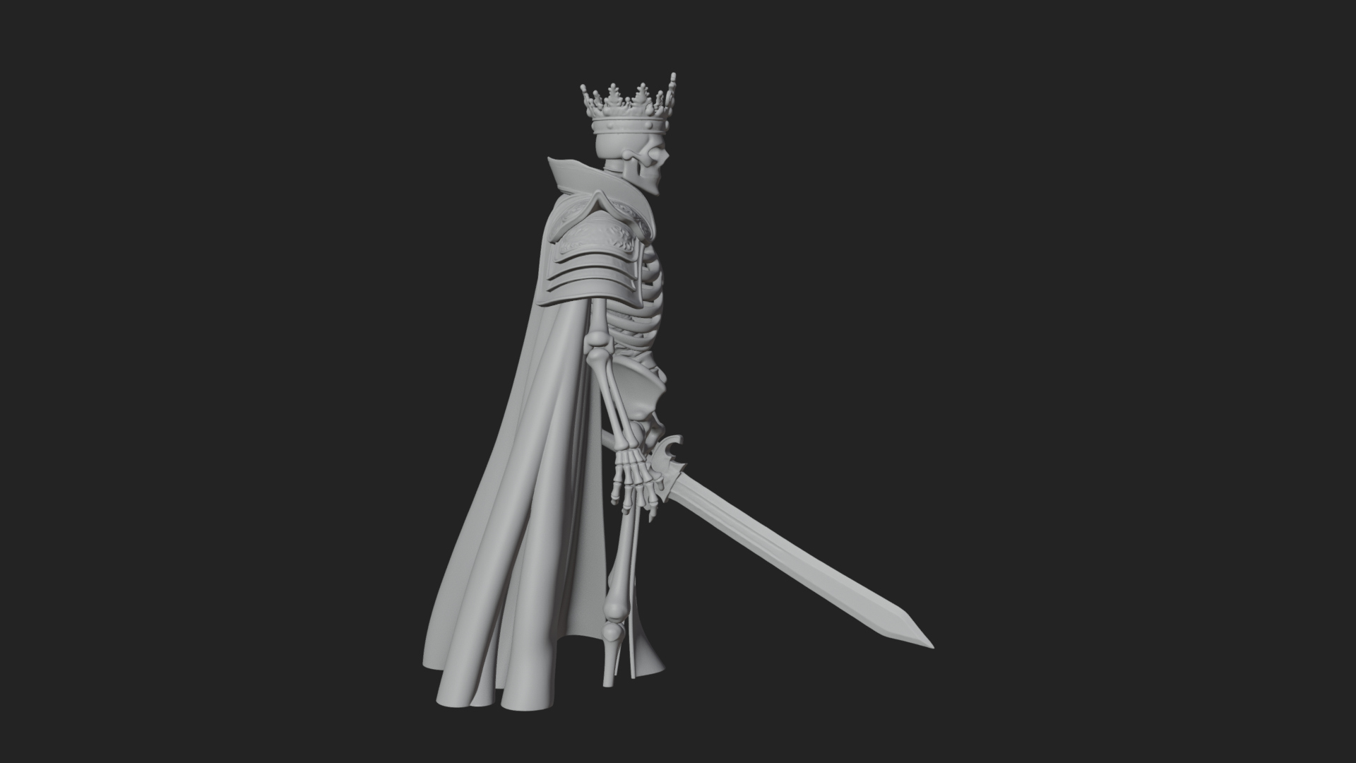 Crowned Skeleton King Statue Design 10 3D Print Model 3D Model