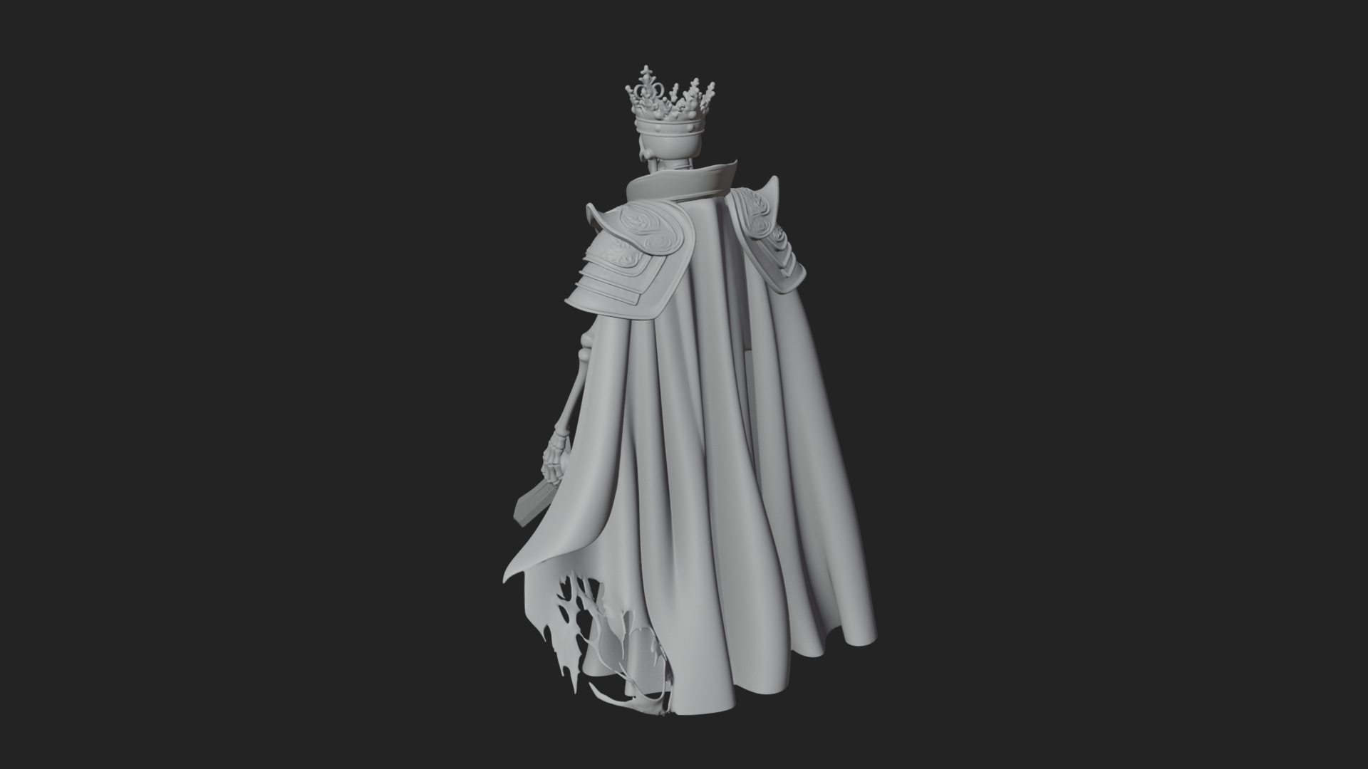 Crowned Skeleton King Statue Design 10 3D Print Model 3D Model