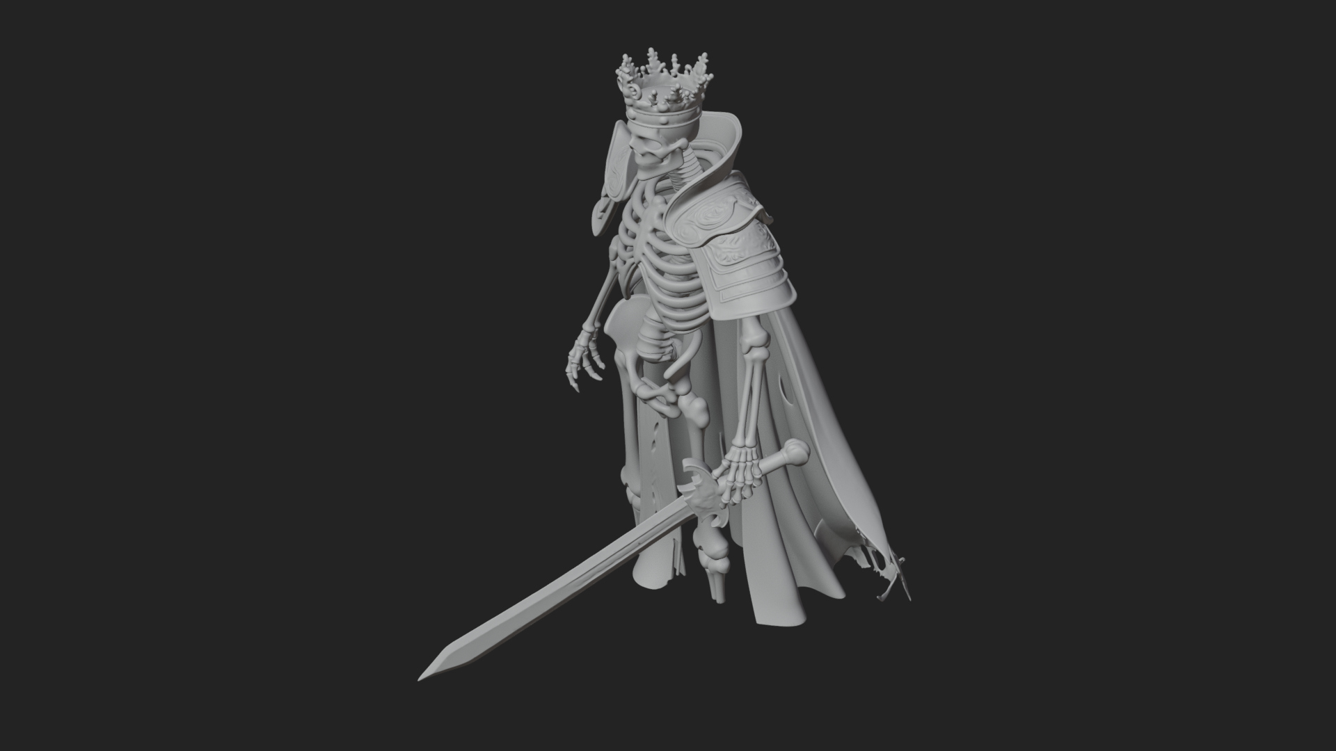 Crowned Skeleton King Statue Design 10 3D Print Model 3D Model