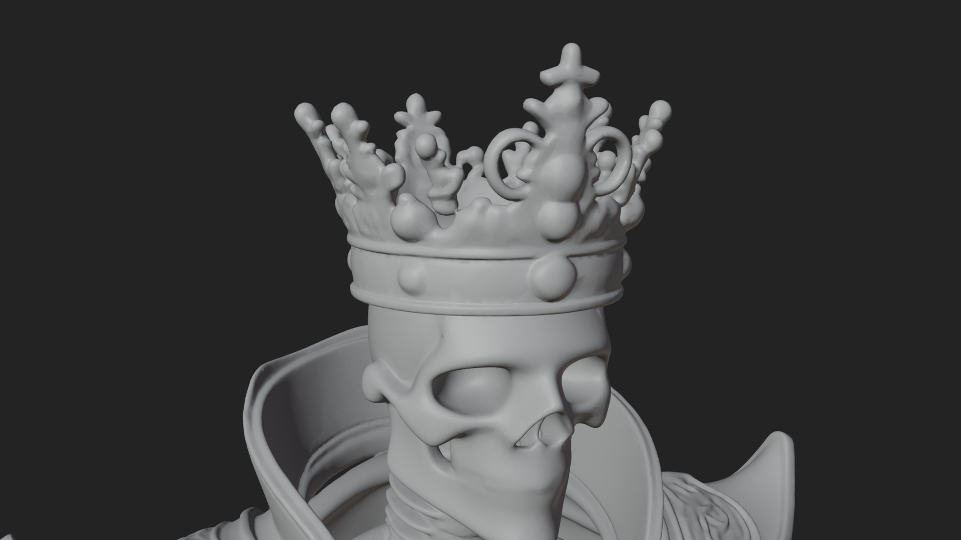 Crowned Skeleton King Statue Design 10 3D Print Model 3D Model