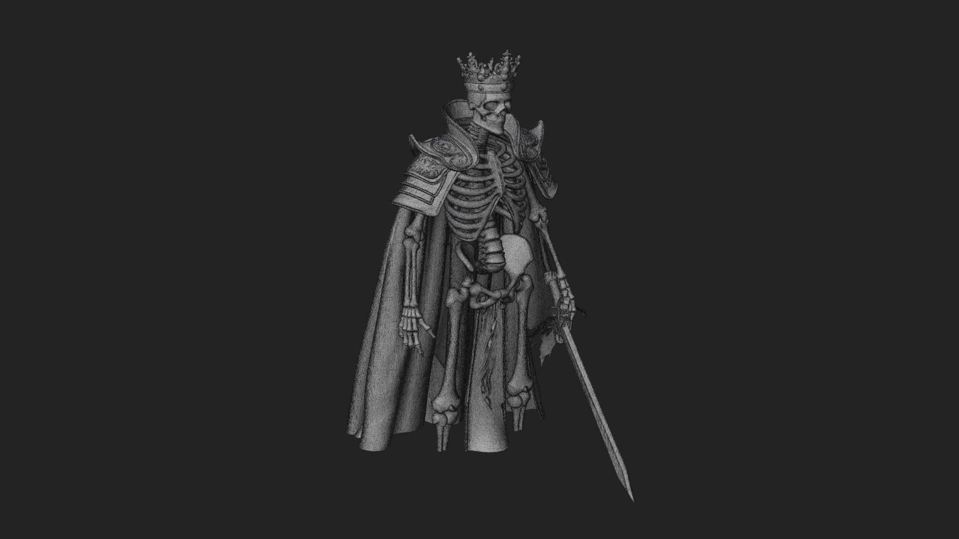 Crowned Skeleton King Statue Design 10 3D Print Model 3D Model