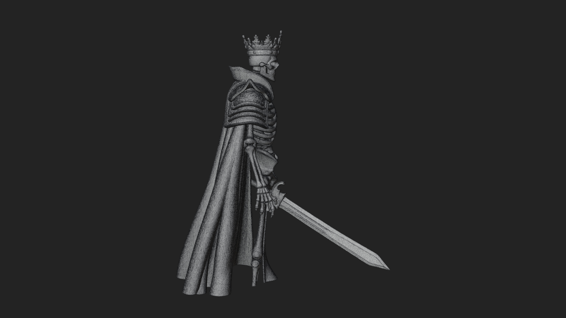 Crowned Skeleton King Statue Design 10 3D Print Model 3D Model