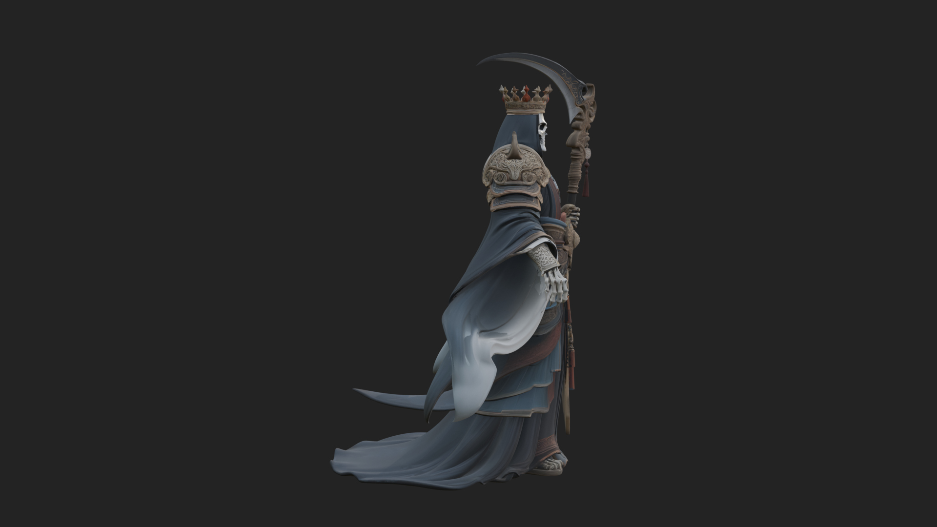 Crowned Skeleton King Statue Design 11 3D Print Model 3D Model
