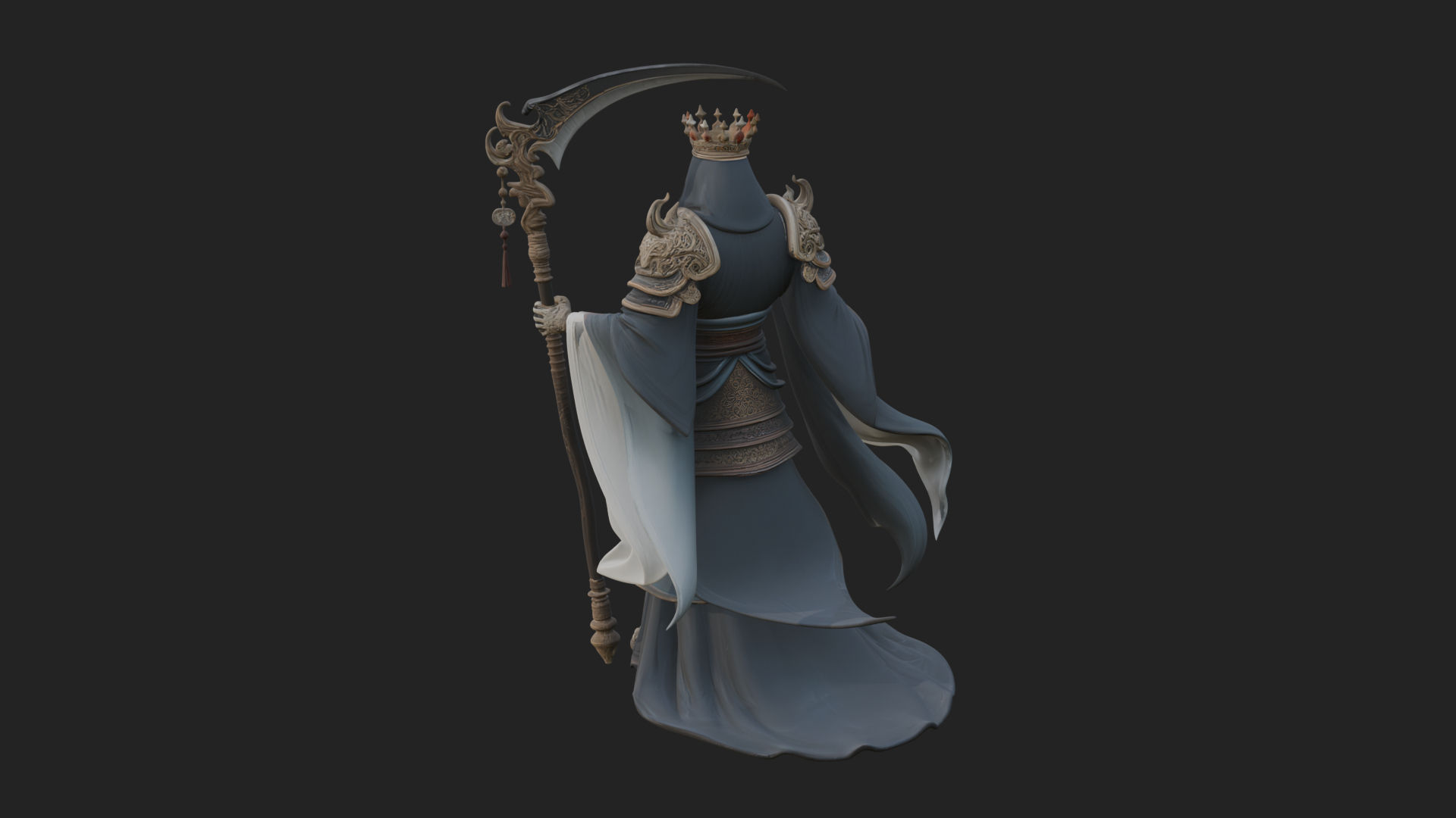 Crowned Skeleton King Statue Design 11 3D Print Model 3D Model