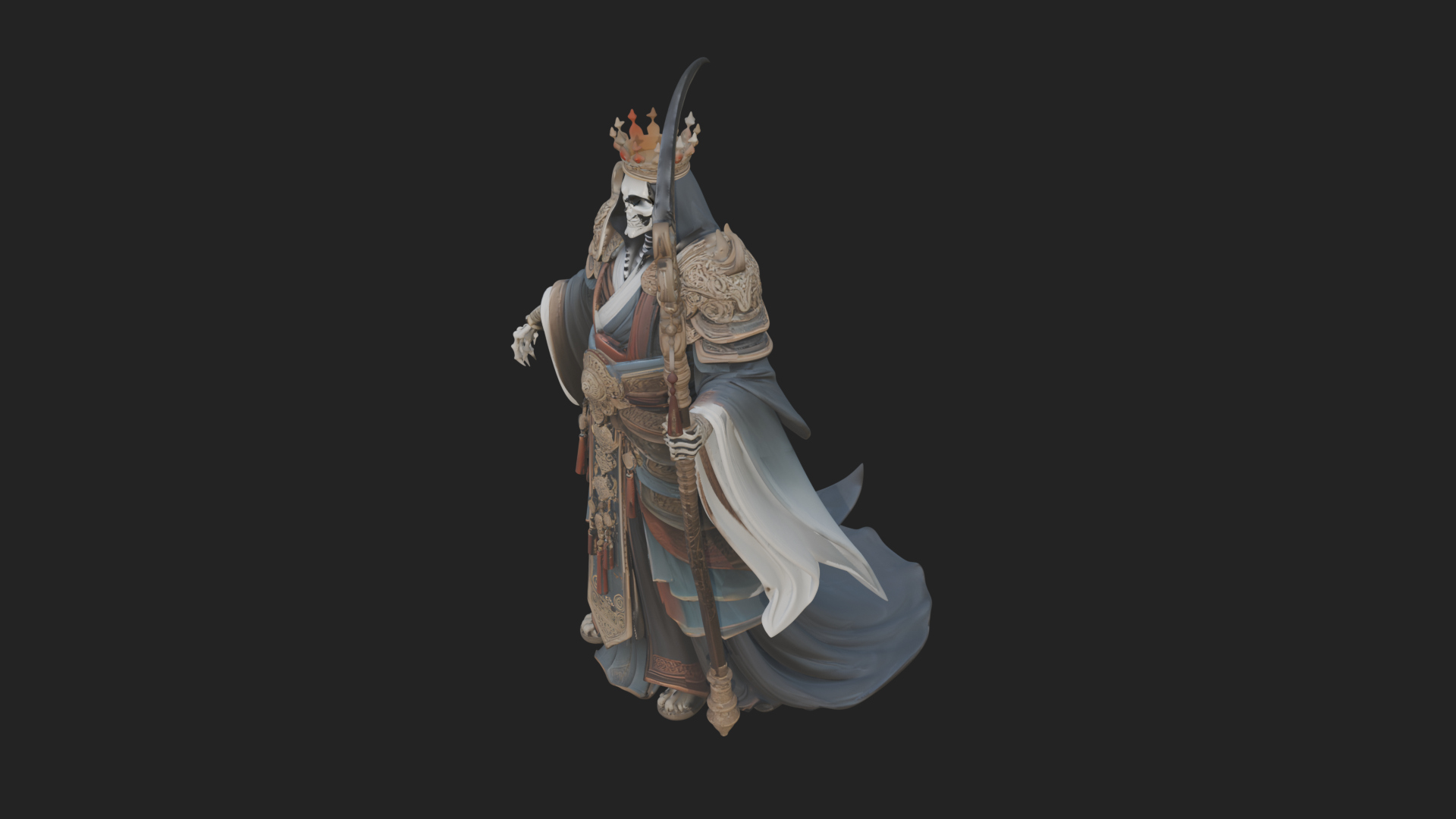 Crowned Skeleton King Statue Design 11 3D Print Model 3D Model
