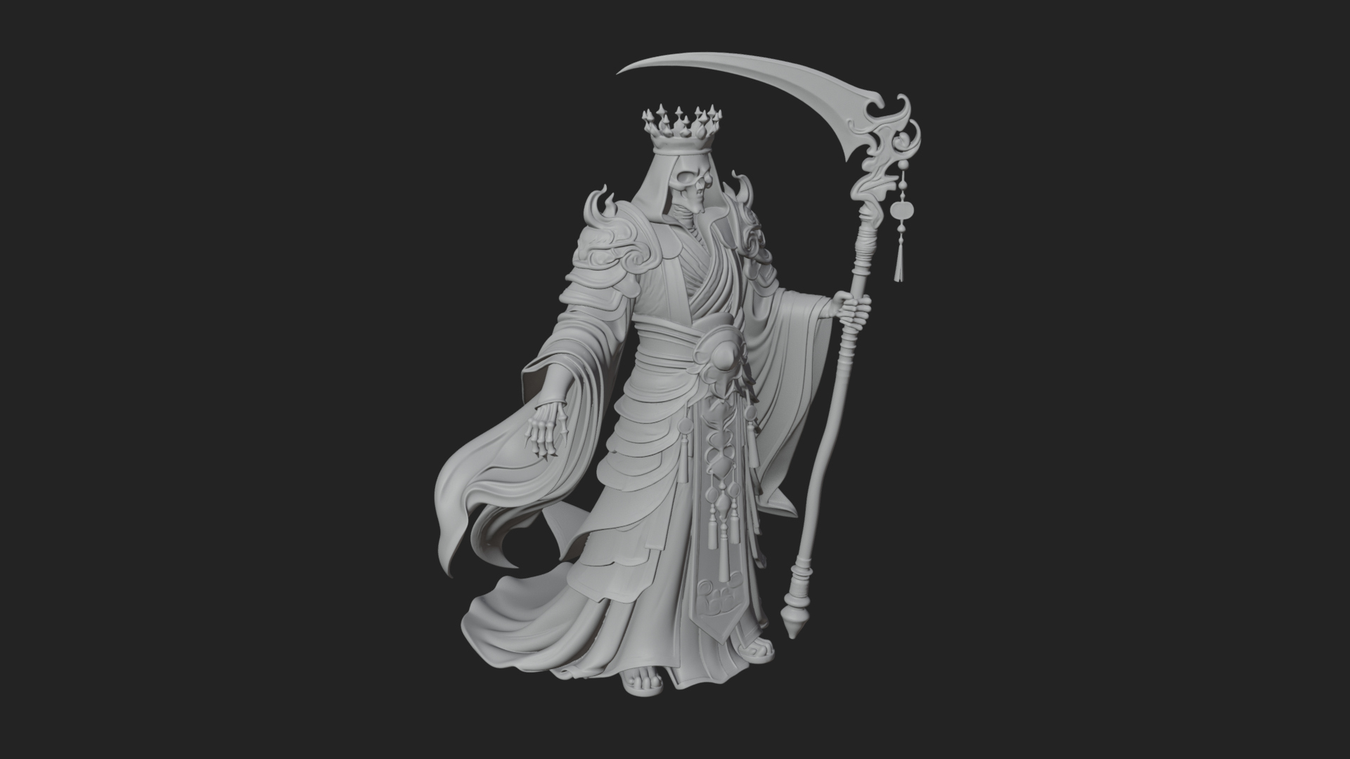 Crowned Skeleton King Statue Design 11 3D Print Model 3D Model