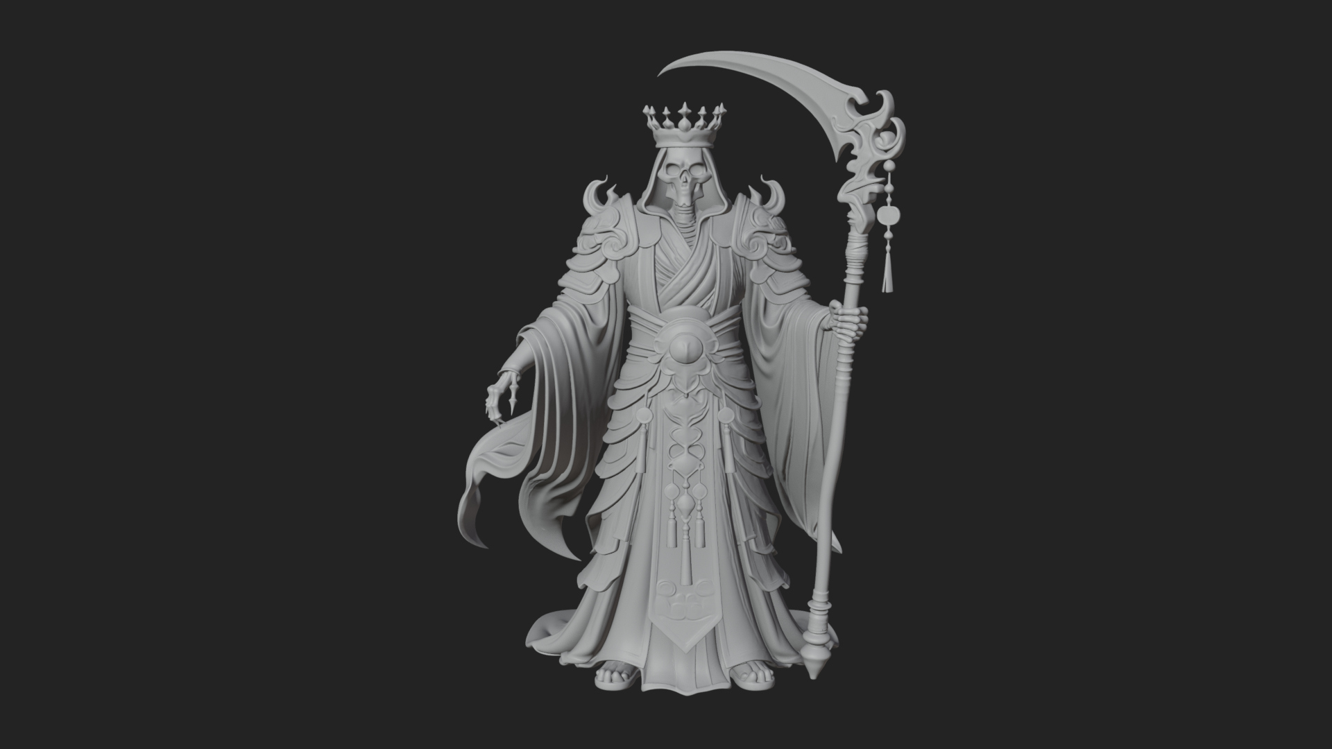 Crowned Skeleton King Statue Design 11 3D Print Model 3D Model