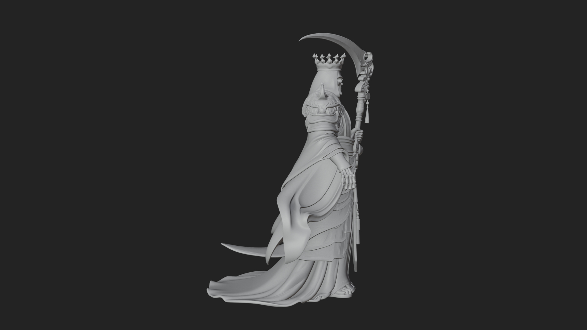 Crowned Skeleton King Statue Design 11 3D Print Model 3D Model