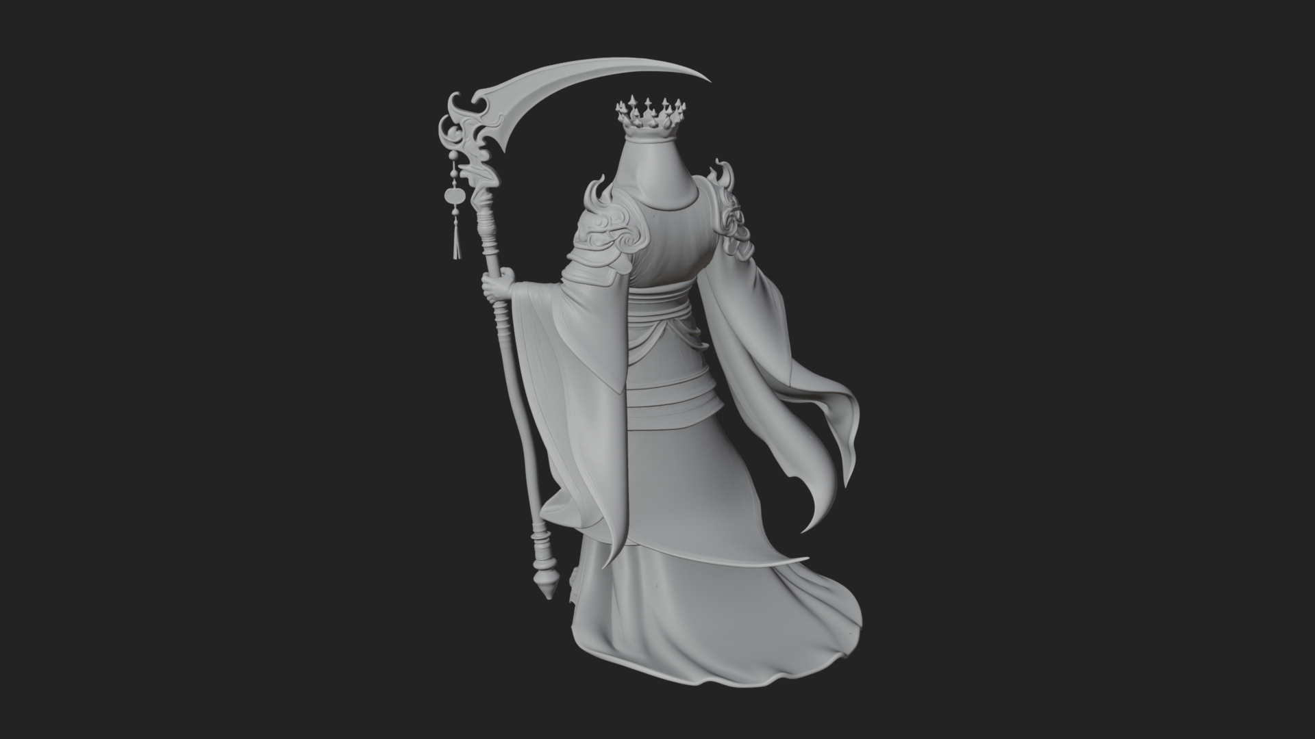 Crowned Skeleton King Statue Design 11 3D Print Model 3D Model