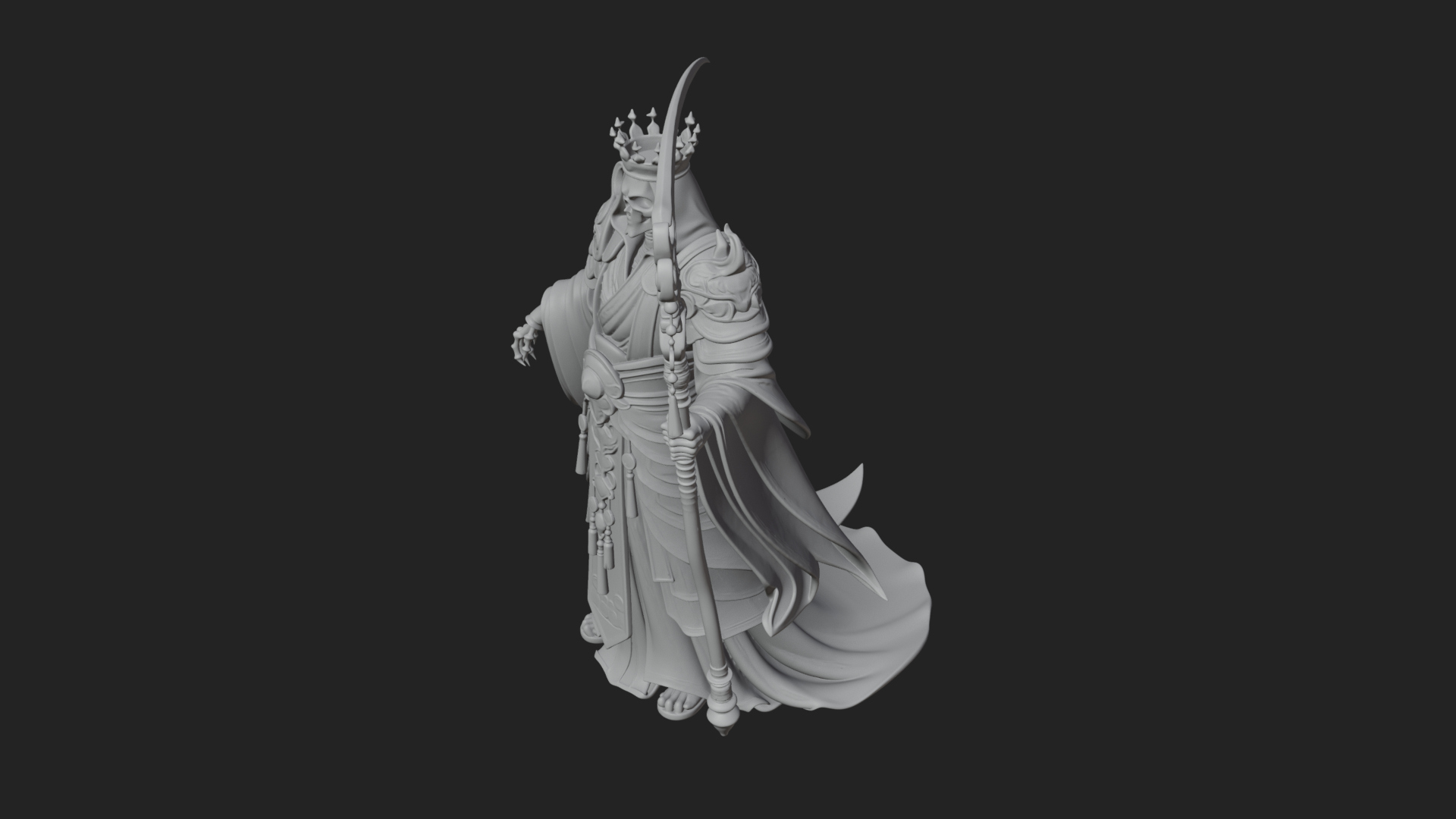 Crowned Skeleton King Statue Design 11 3D Print Model 3D Model