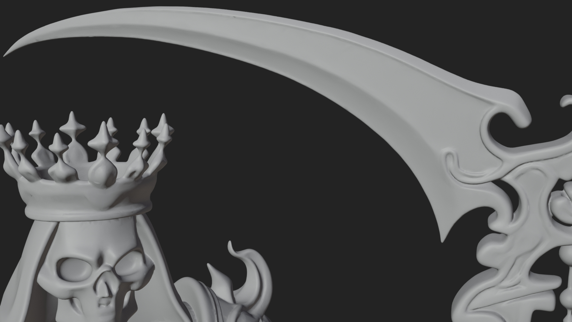 Crowned Skeleton King Statue Design 11 3D Print Model 3D Model
