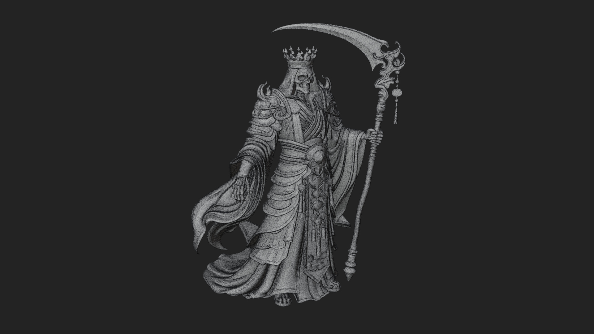 Crowned Skeleton King Statue Design 11 3D Print Model 3D Model