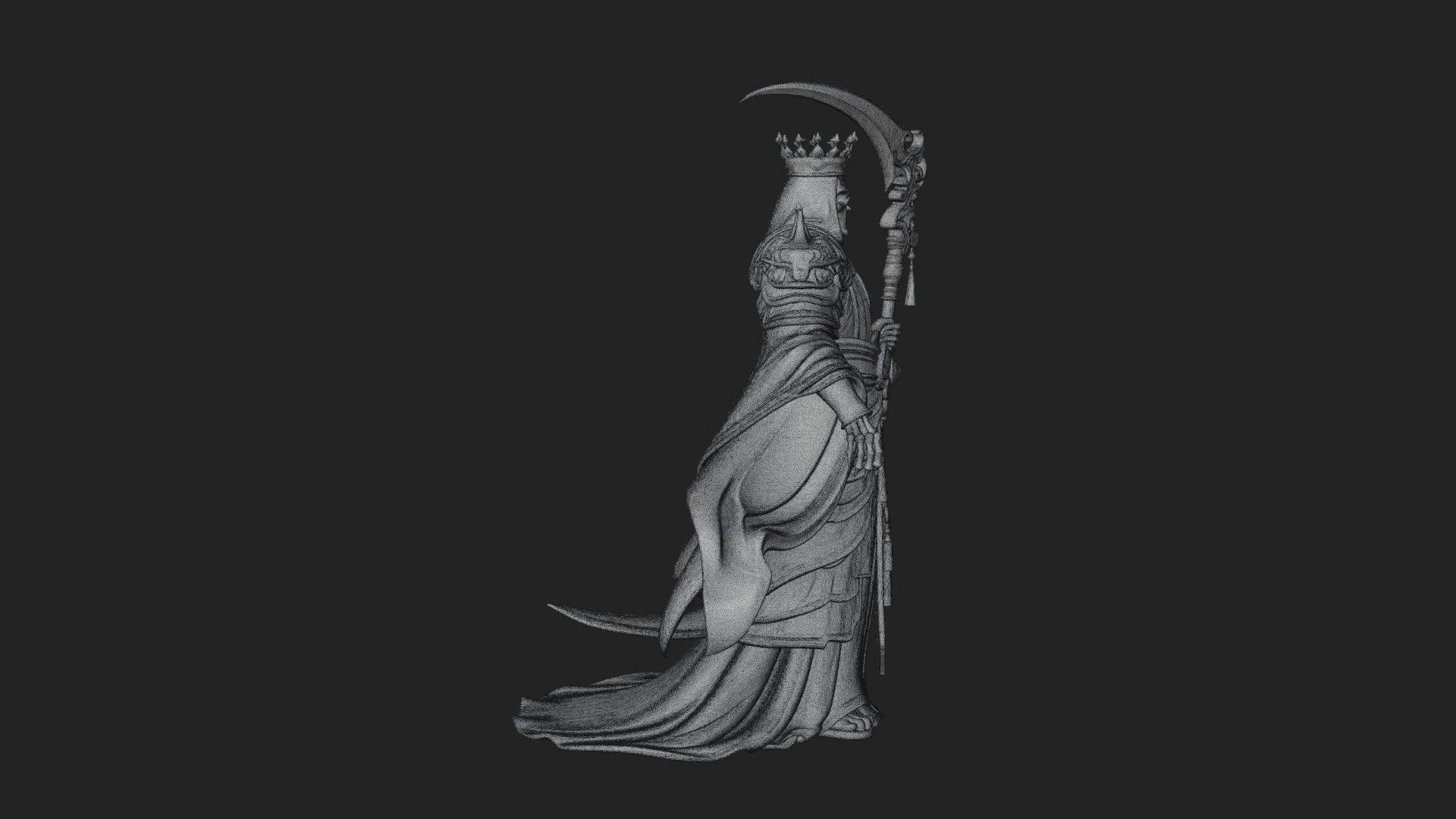 Crowned Skeleton King Statue Design 11 3D Print Model 3D Model
