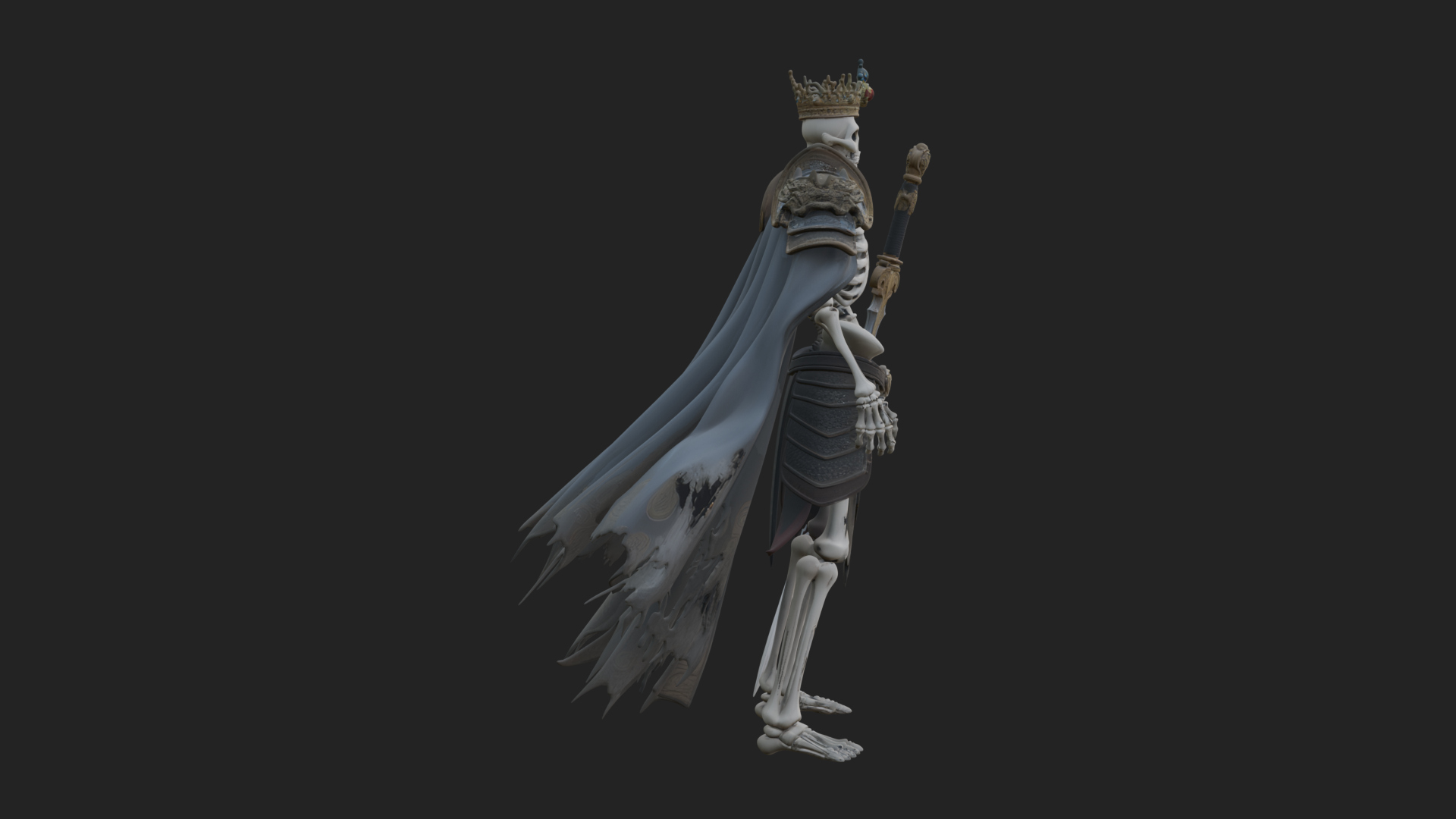 Crowned Skeleton King Statue Design 12 3D Print Model 3D Model