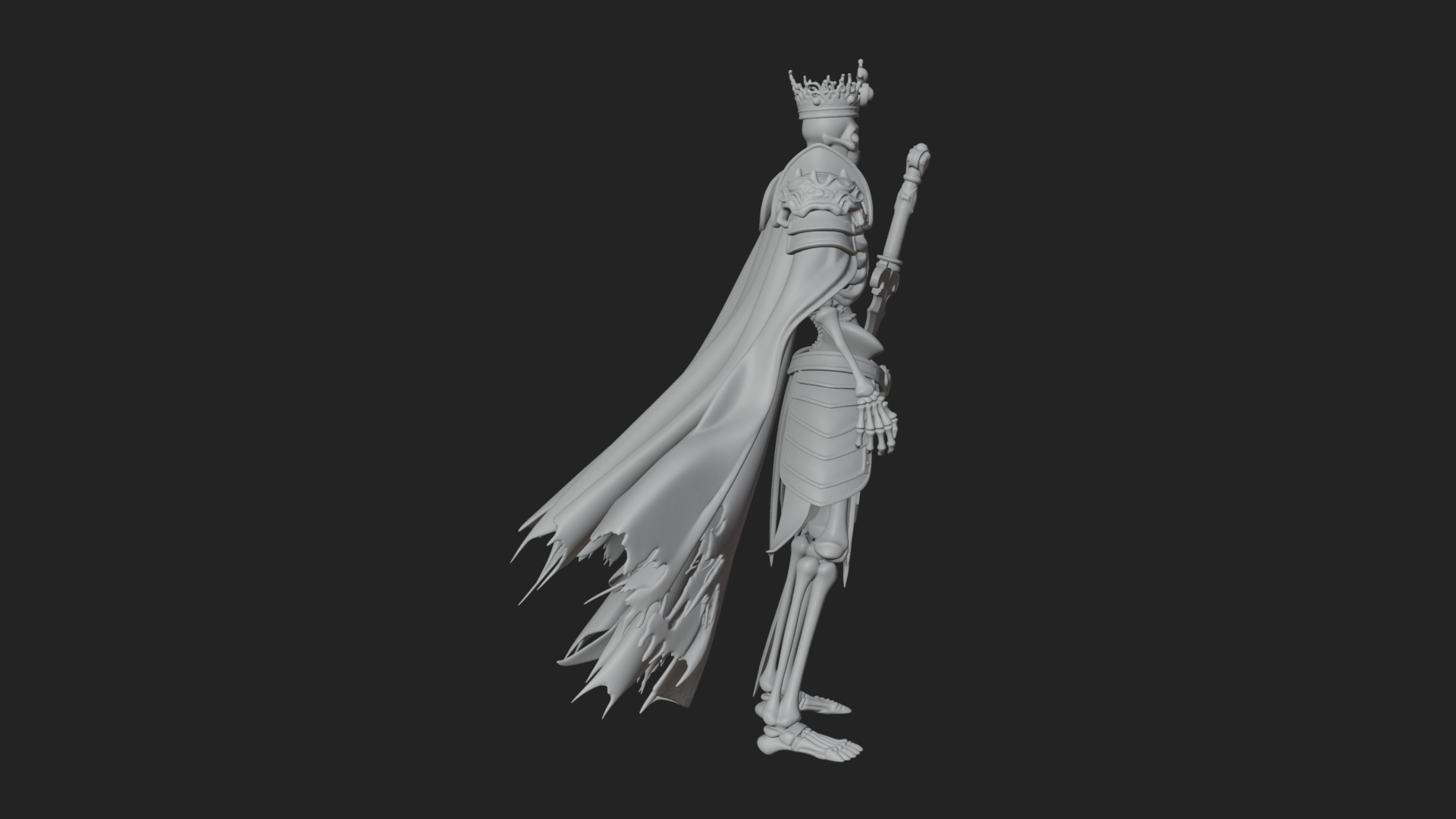 Crowned Skeleton King Statue Design 12 3D Print Model 3D Model