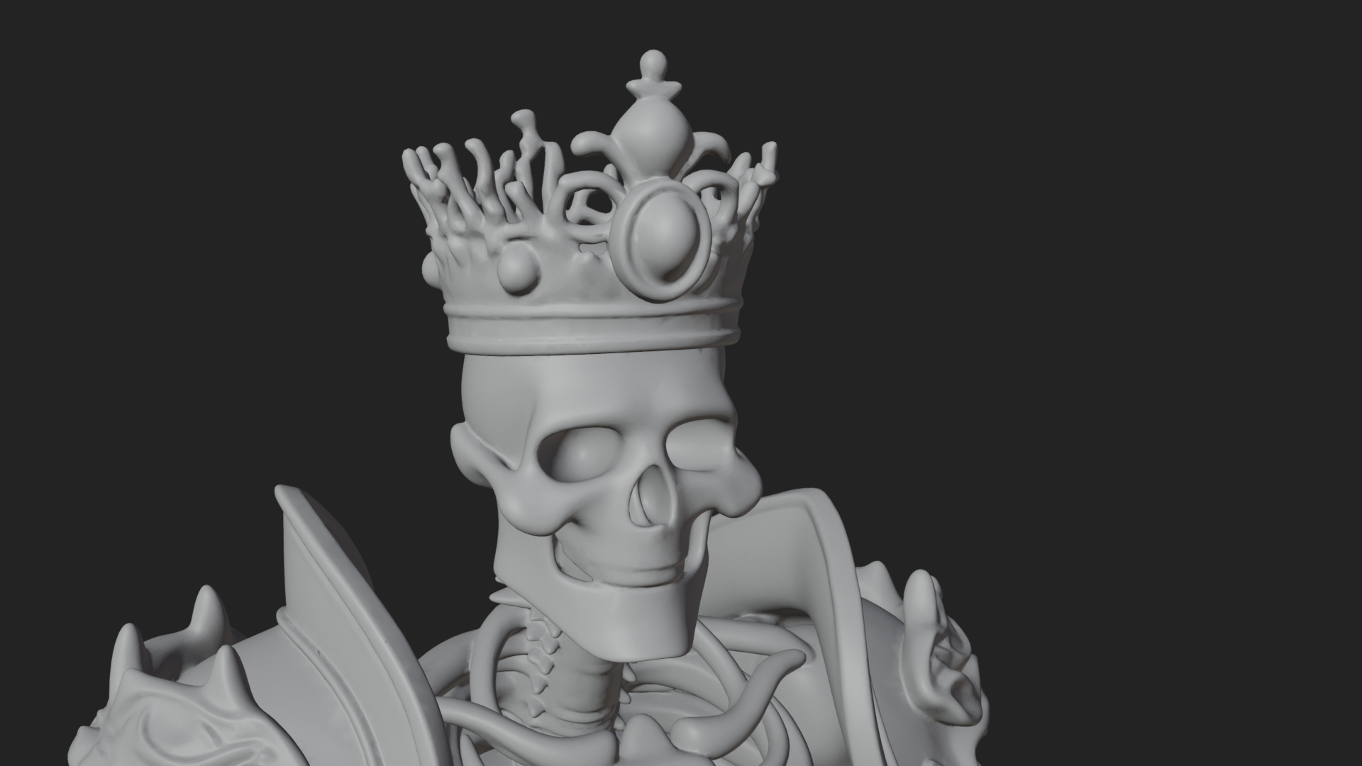 Crowned Skeleton King Statue Design 12 3D Print Model 3D Model