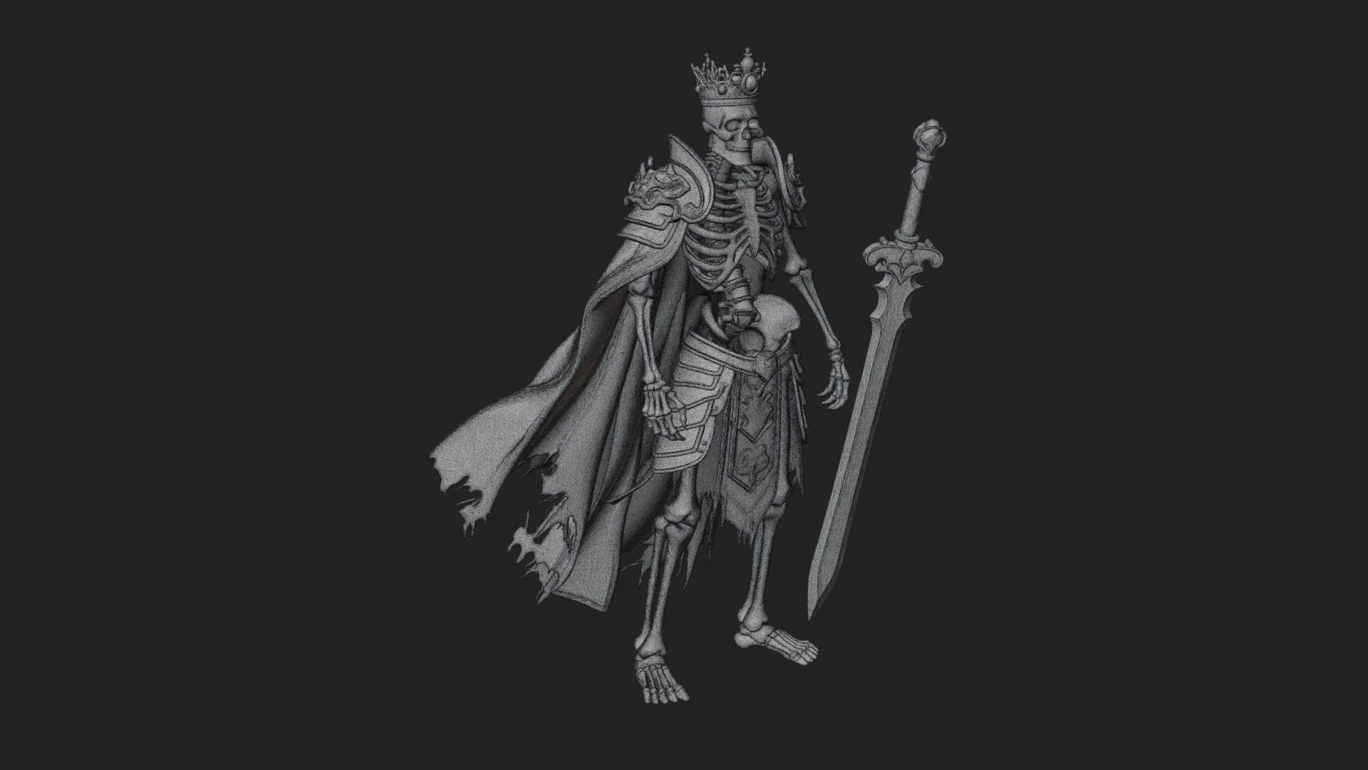 Crowned Skeleton King Statue Design 12 3D Print Model 3D Model
