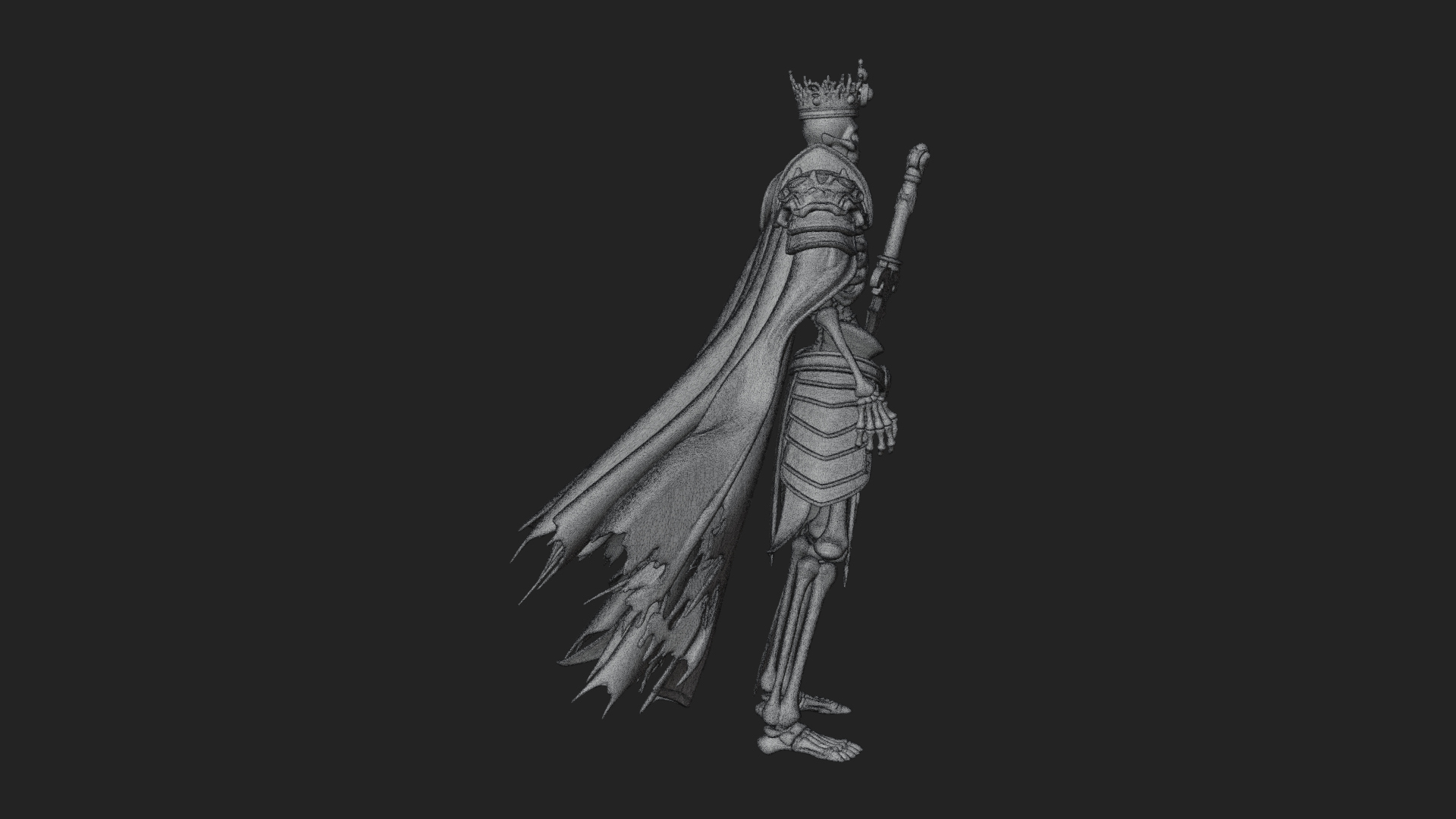 Crowned Skeleton King Statue Design 12 3D Print Model 3D Model